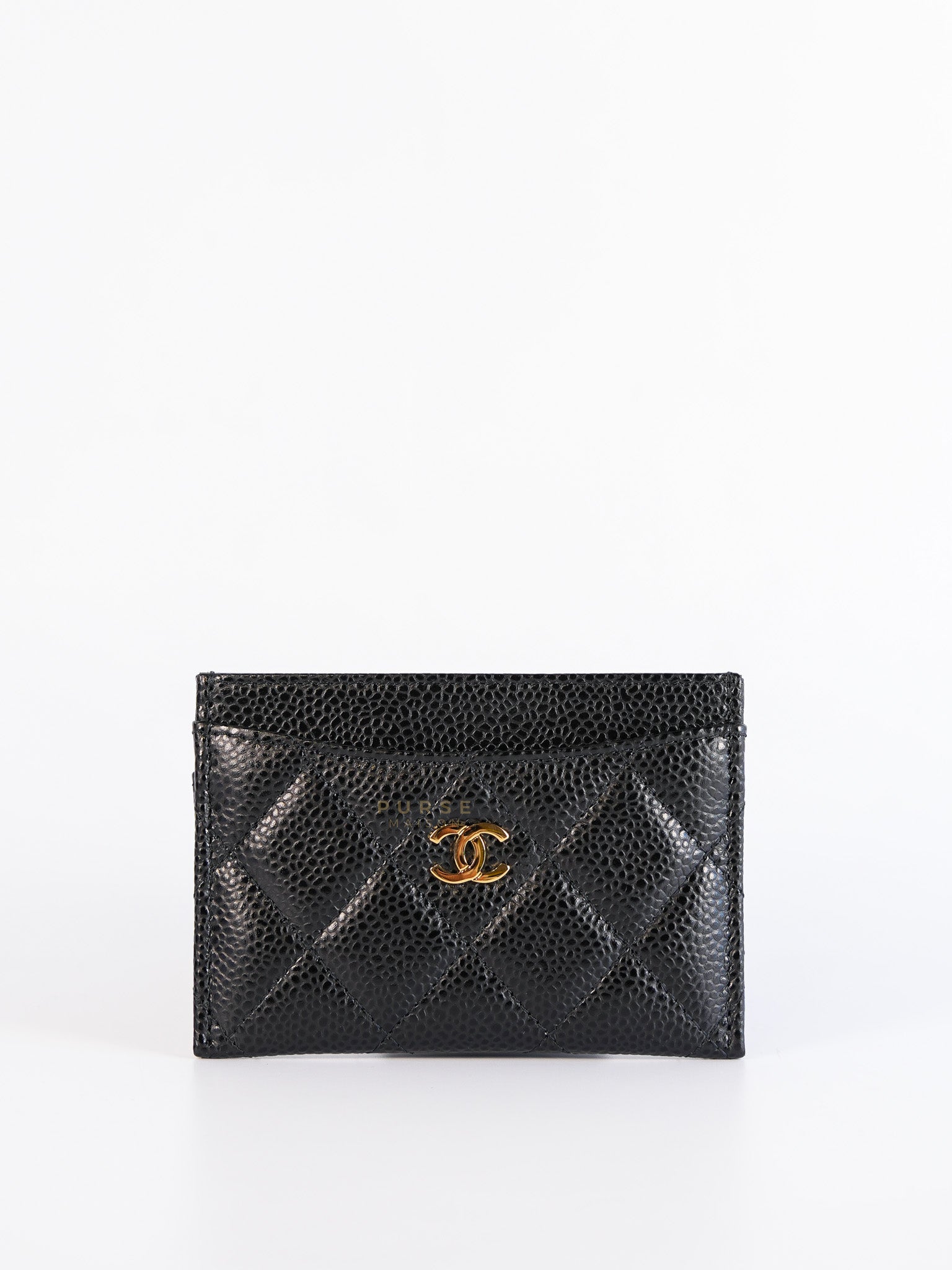 Classic Card Holder Black Caviar Leather Gold Hardware(Series 29)