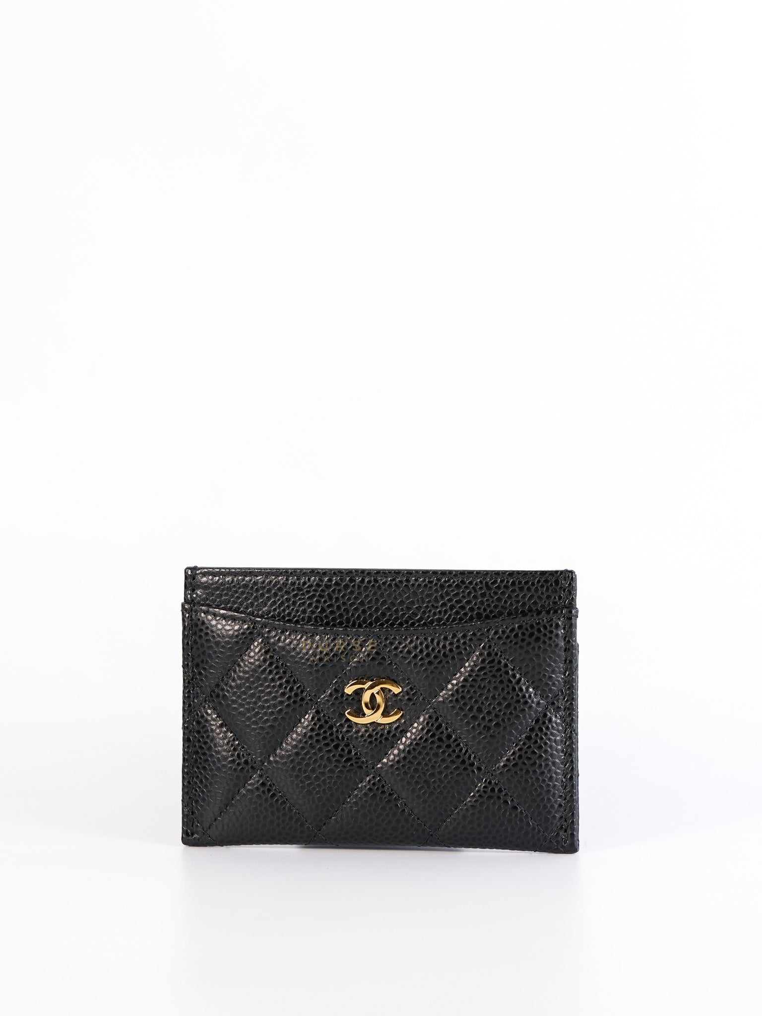 Classic Card Holder Black Caviar Leather Gold Hardware(Series 29)