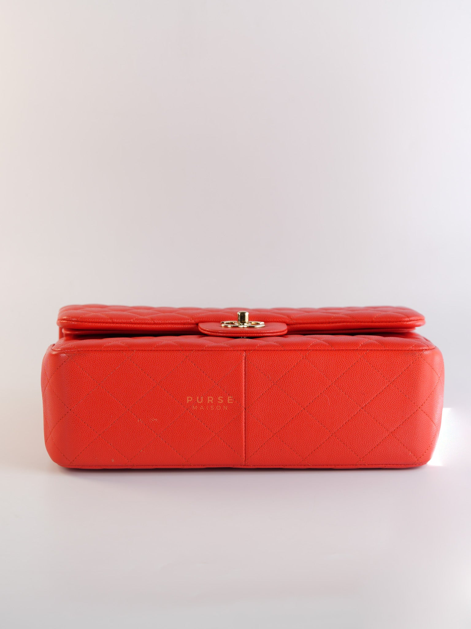 Classic Double Flap Jumbo in Dark Coral Caviar Leather Light Gold Hardware(Series 27)