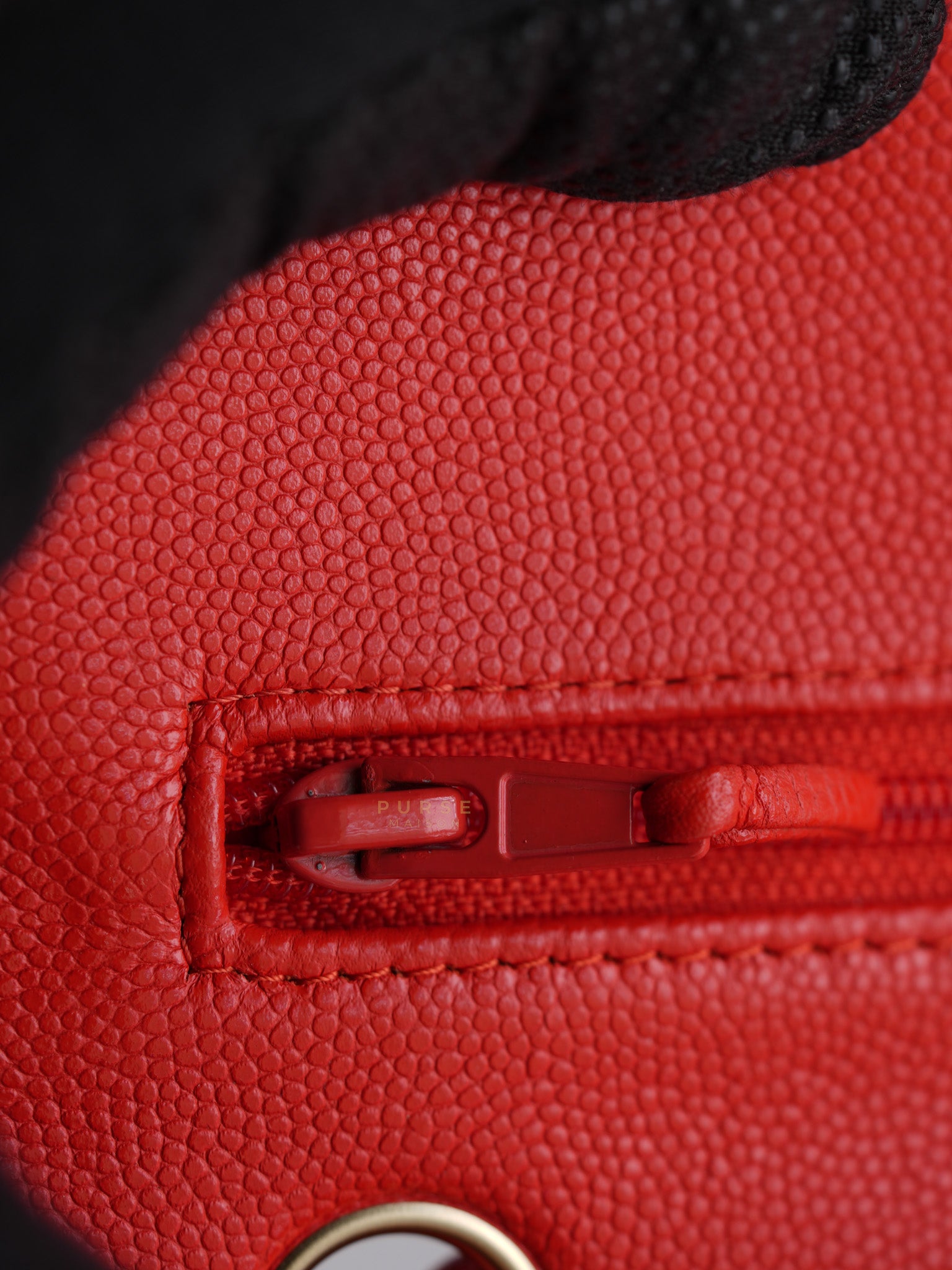 Classic Double Flap Jumbo in Dark Coral Caviar Leather Light Gold Hardware(Series 27)