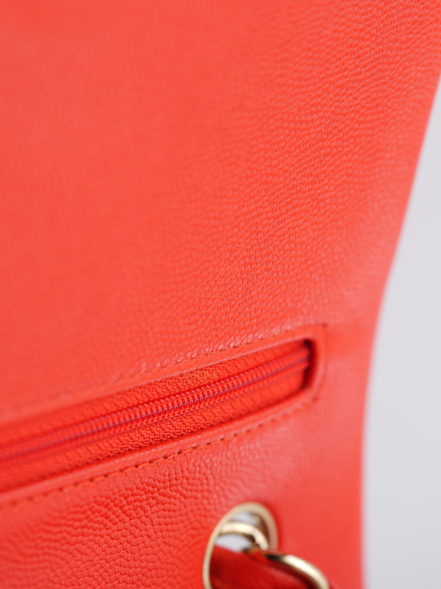 Classic Double Flap Jumbo in Dark Coral Caviar Leather Light Gold Hardware(Series 27)