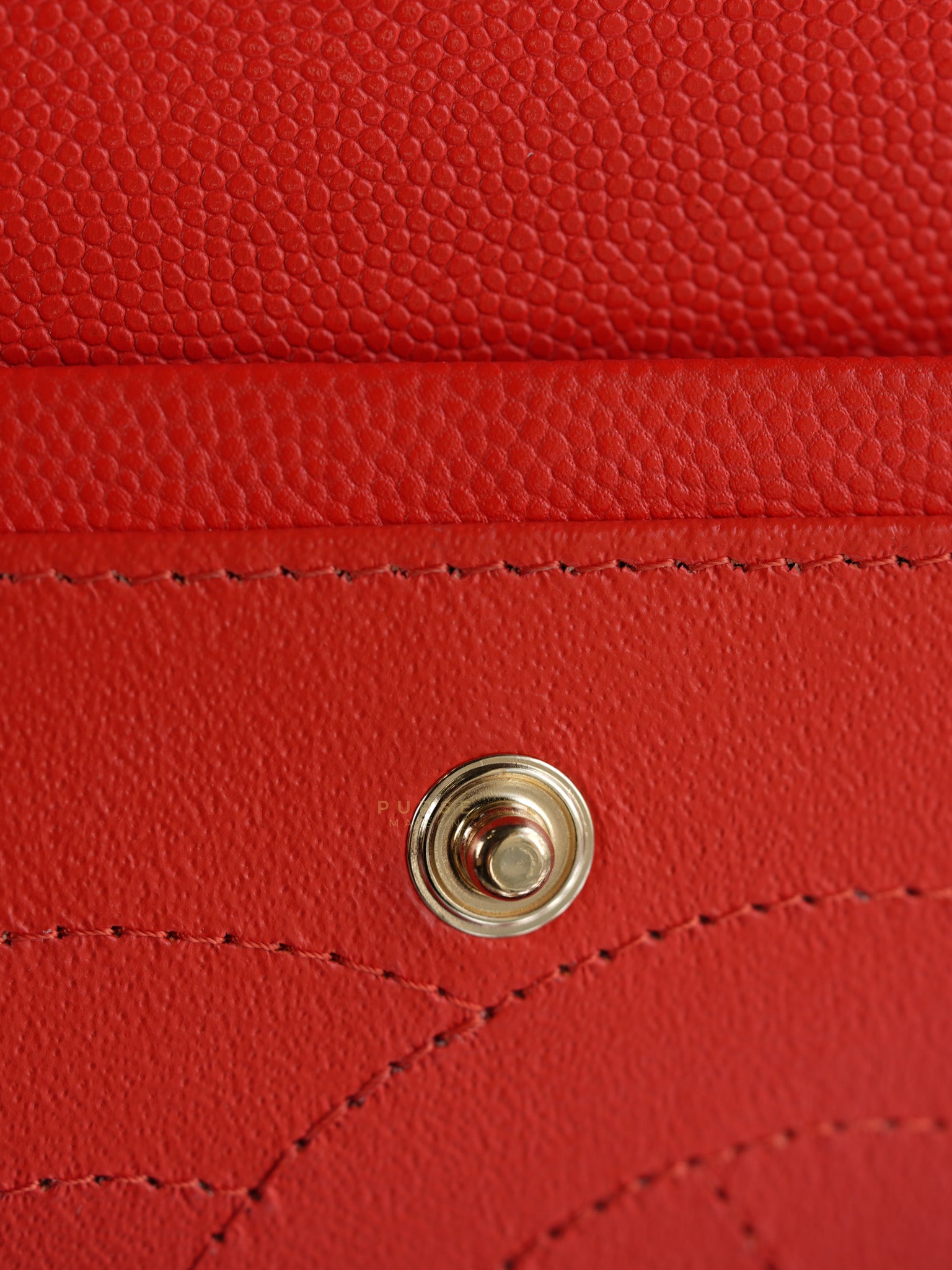 Classic Double Flap Jumbo in Dark Coral Caviar Leather Light Gold Hardware(Series 27)