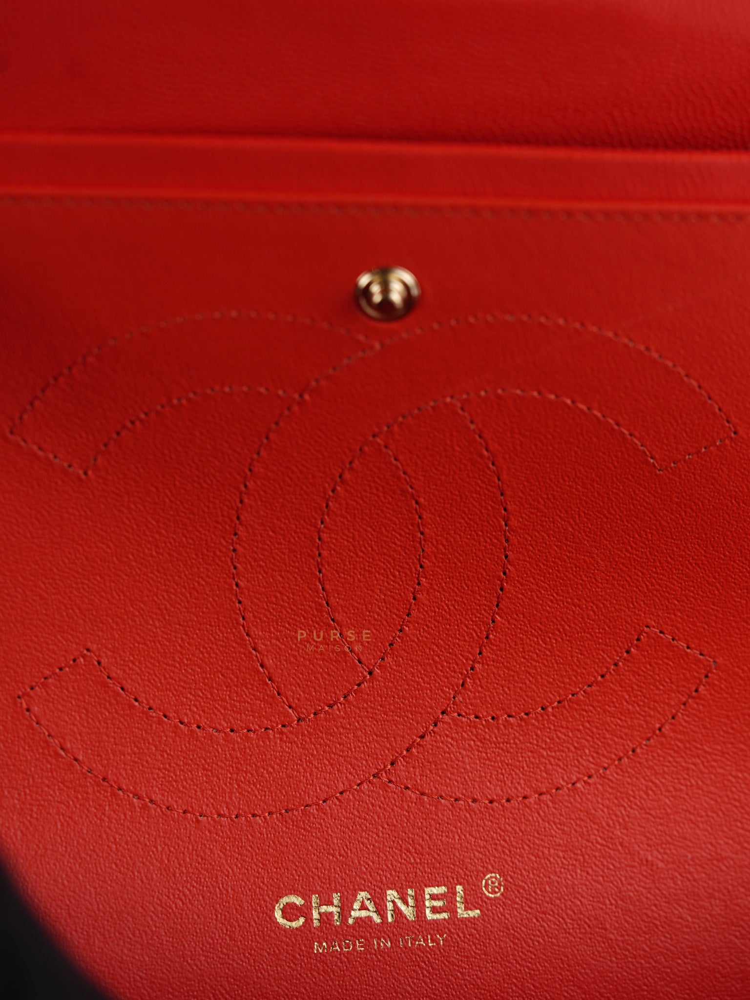Classic Double Flap Jumbo in Dark Coral Caviar Leather Light Gold Hardware(Series 27)