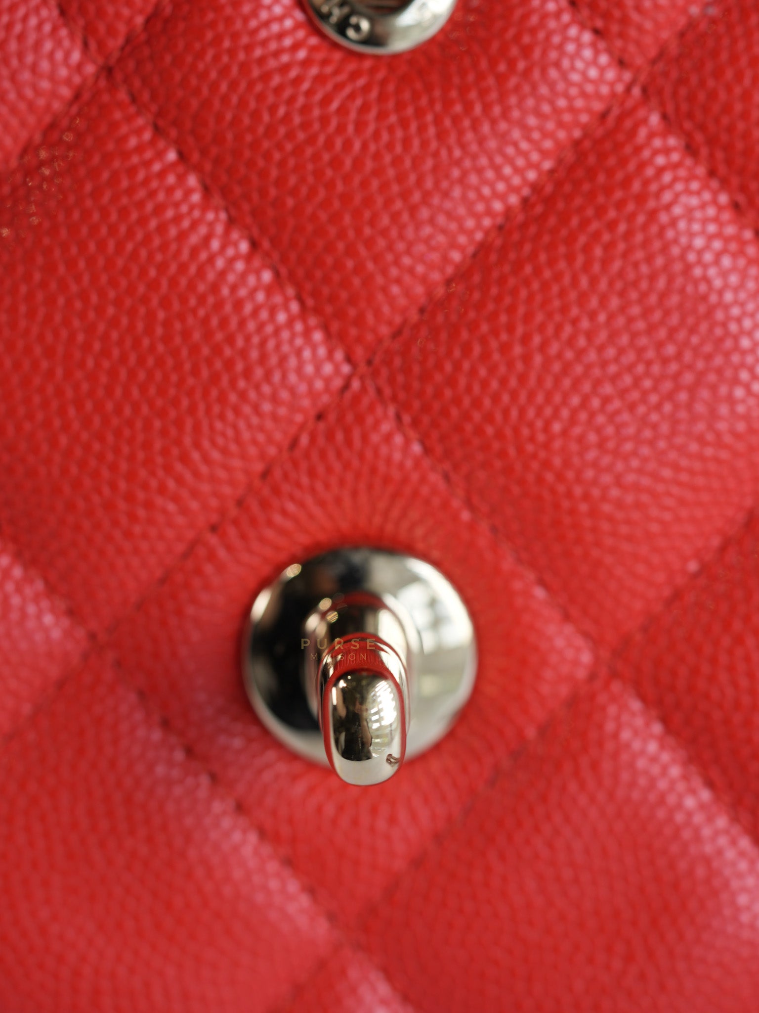Classic Double Flap Jumbo in Dark Coral Caviar Leather Light Gold Hardware(Series 27)