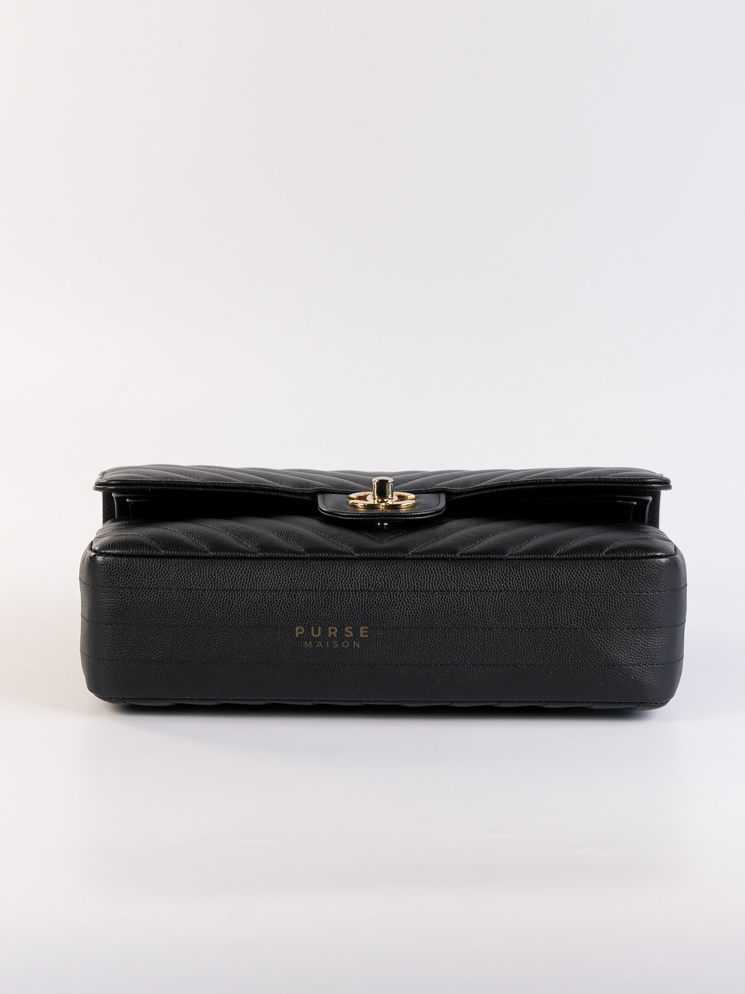 Classic Double Flap Medium Chevron Calfskin Leather and Gold Hardware Series 31