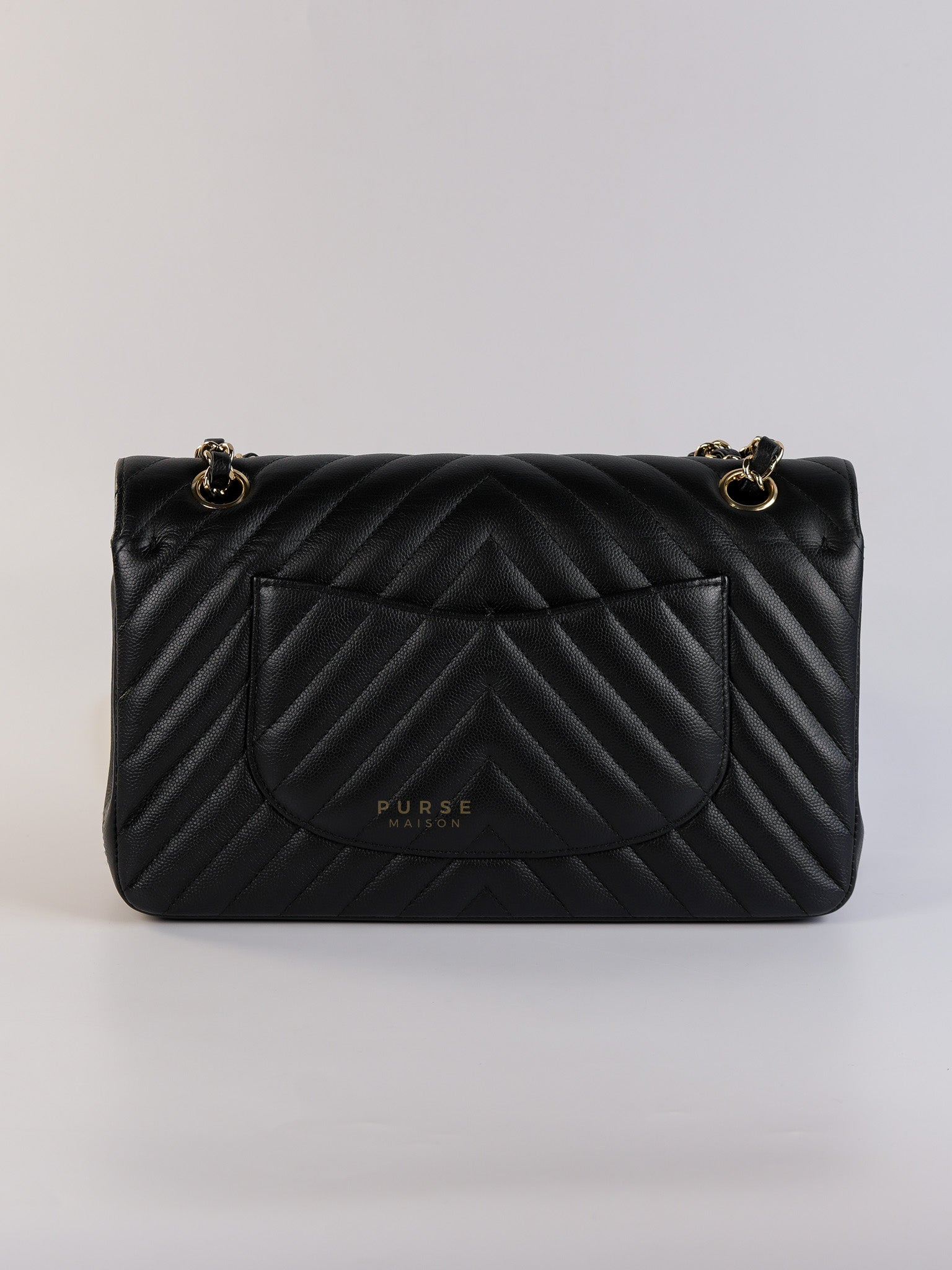 Classic Double Flap Medium Chevron Calfskin Leather and Gold Hardware Series 31