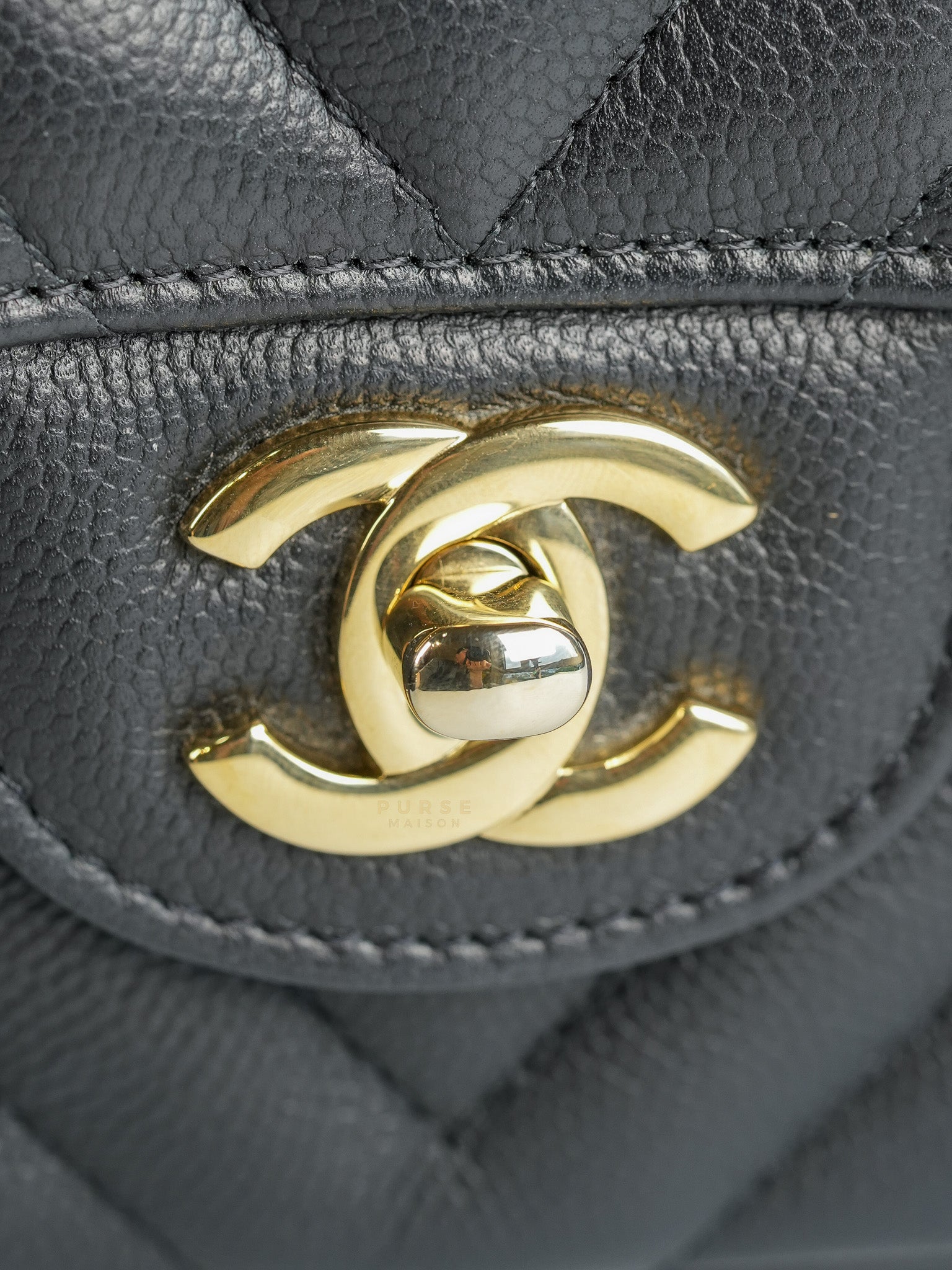 Classic Double Flap Medium Chevron Calfskin Leather and Gold Hardware Series 31