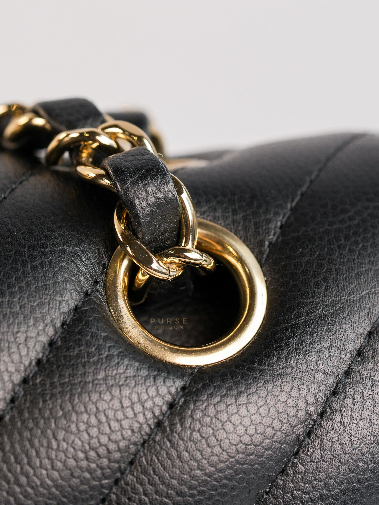 Classic Double Flap Medium Chevron Calfskin Leather and Gold Hardware Series 31