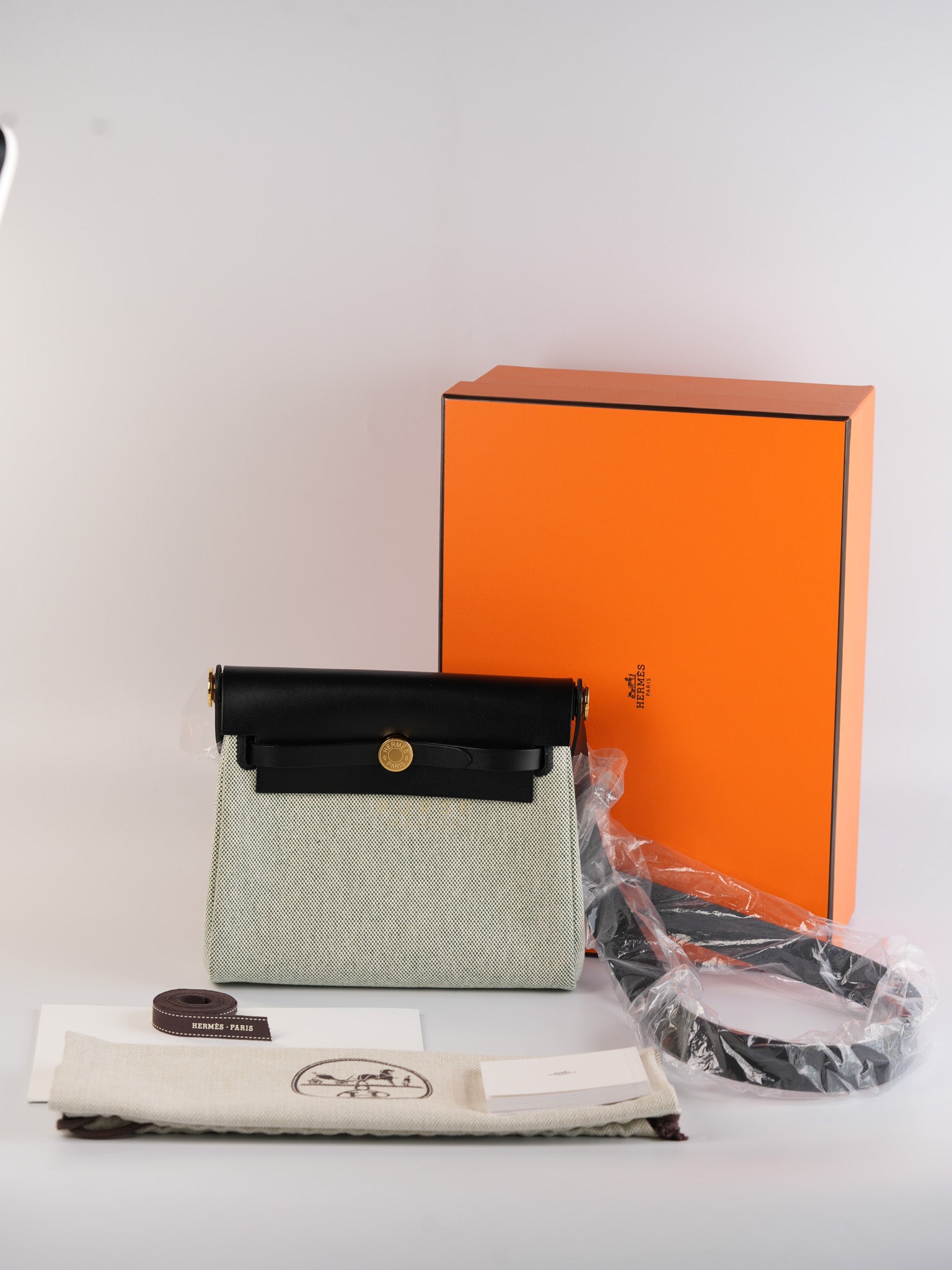 Mini Herbag in Moyen/Noir Canvas Gold Hardware Stamp W(2024)
