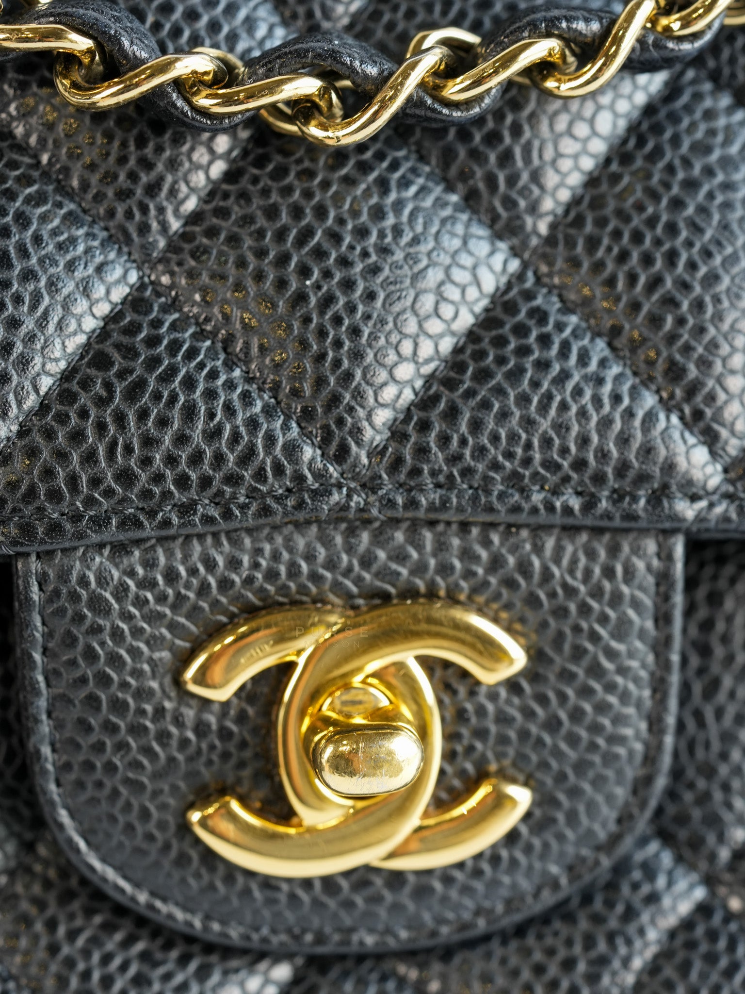 Classic Double Flap in Black Caviar Leather Gold Hardware(Series 13)