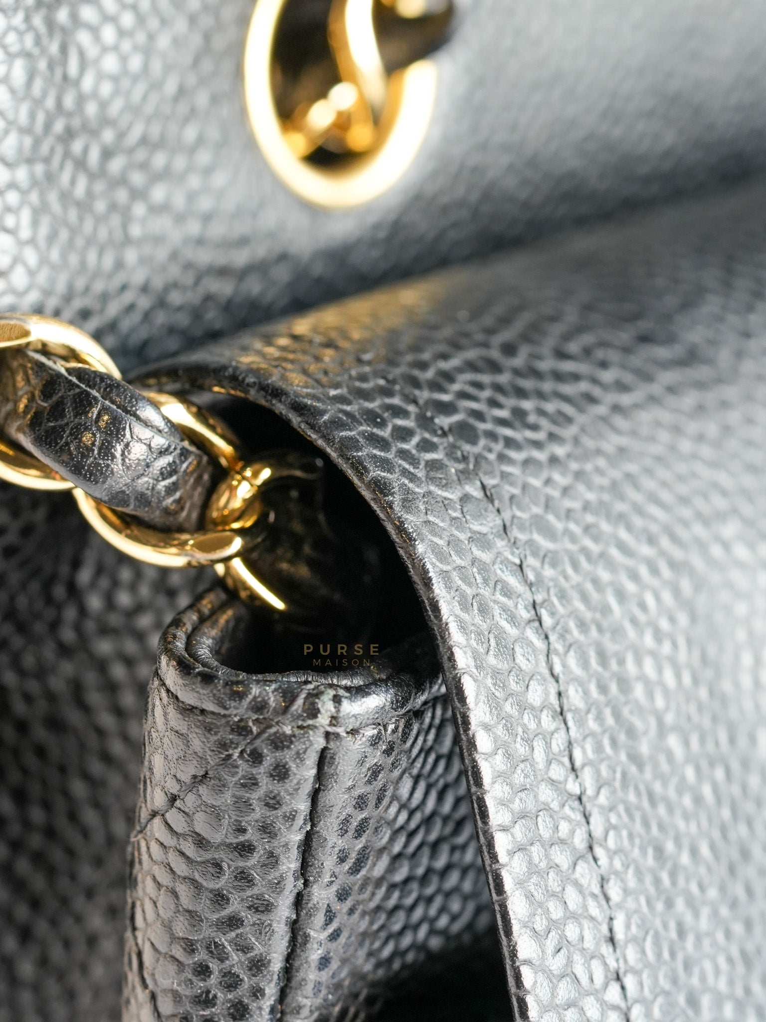 Classic Double Flap in Black Caviar Leather Gold Hardware(Series 13)