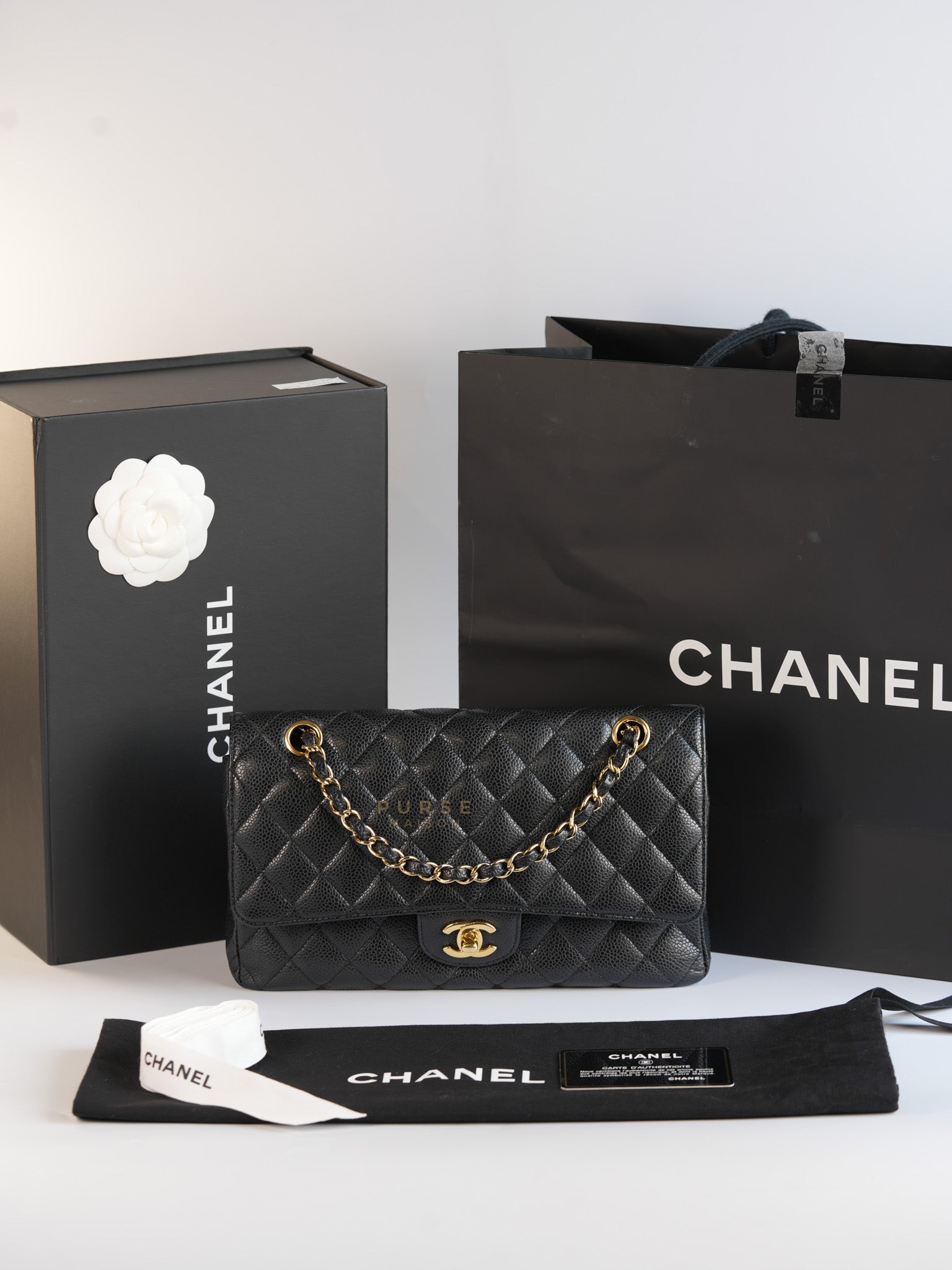 Classic Double Flap in Black Caviar Leather Gold Hardware(Series 13)