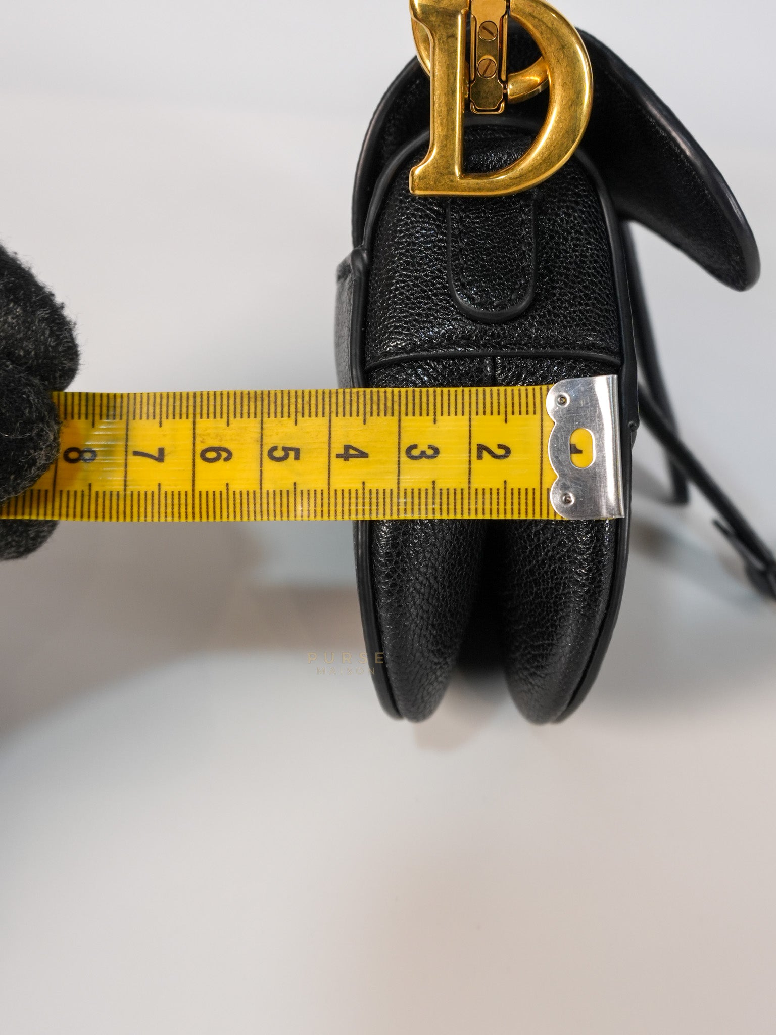 Saddle Micro in Black Grained Calfskin Leather Gold Hardware