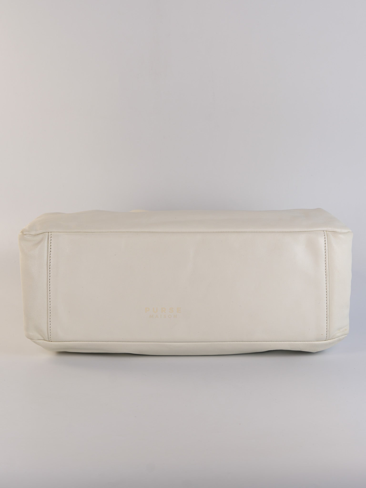 Rodeo Drive White Calfskin Leather and Shiny Gold Hardwaere Hobo Bag Series 12