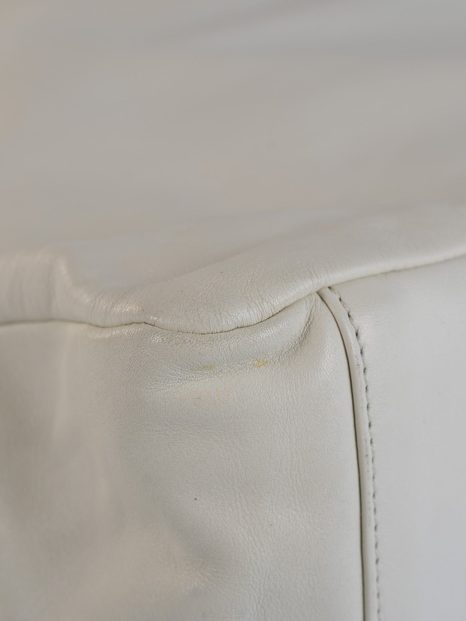 Rodeo Drive White Calfskin Leather and Shiny Gold Hardwaere Hobo Bag Series 12