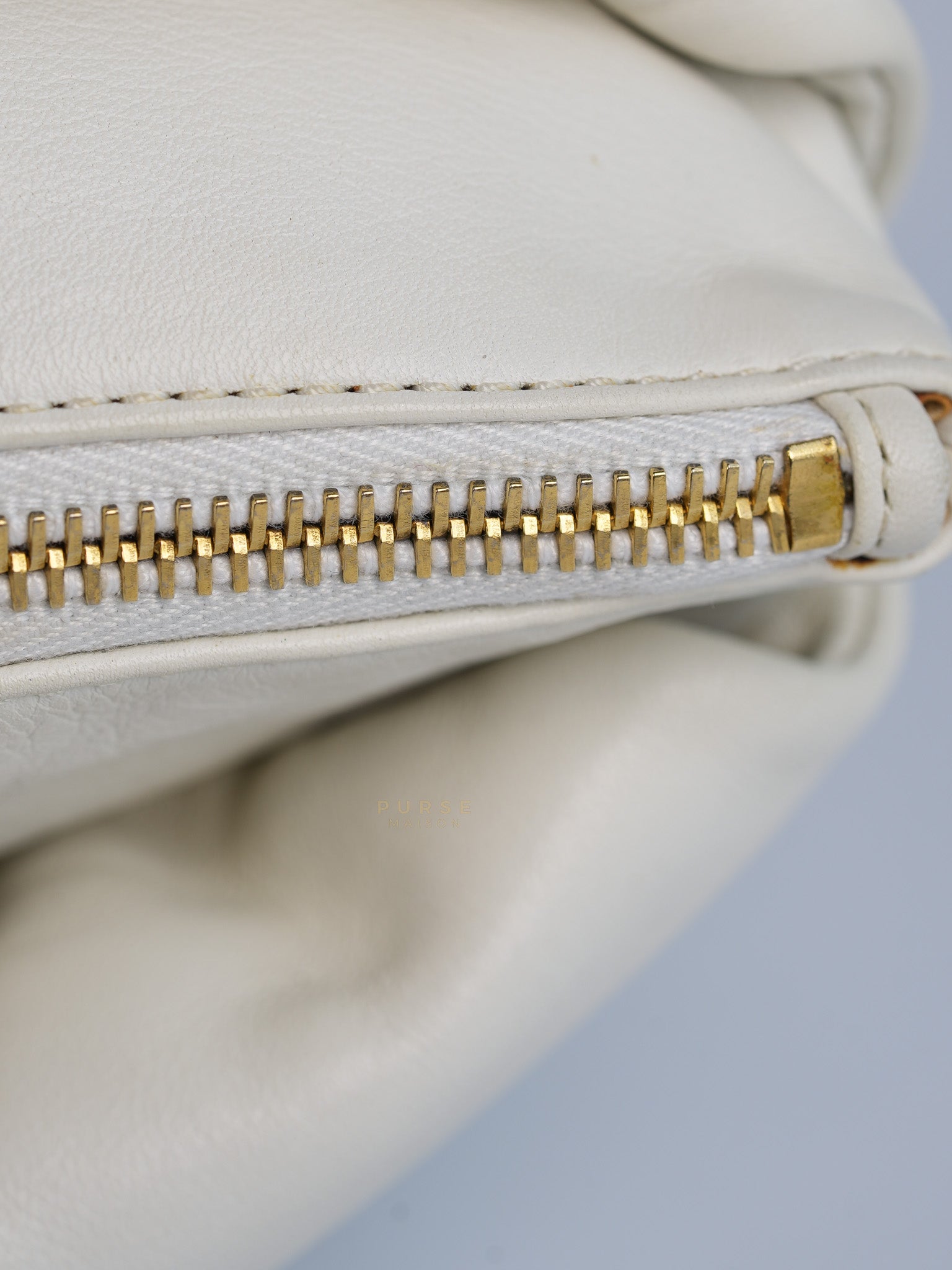 Rodeo Drive White Calfskin Leather and Shiny Gold Hardwaere Hobo Bag Series 12