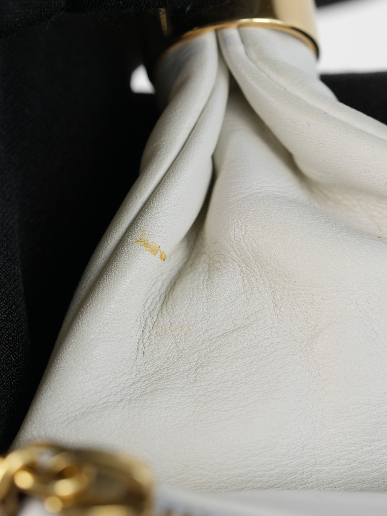 Rodeo Drive White Calfskin Leather and Shiny Gold Hardwaere Hobo Bag Series 12
