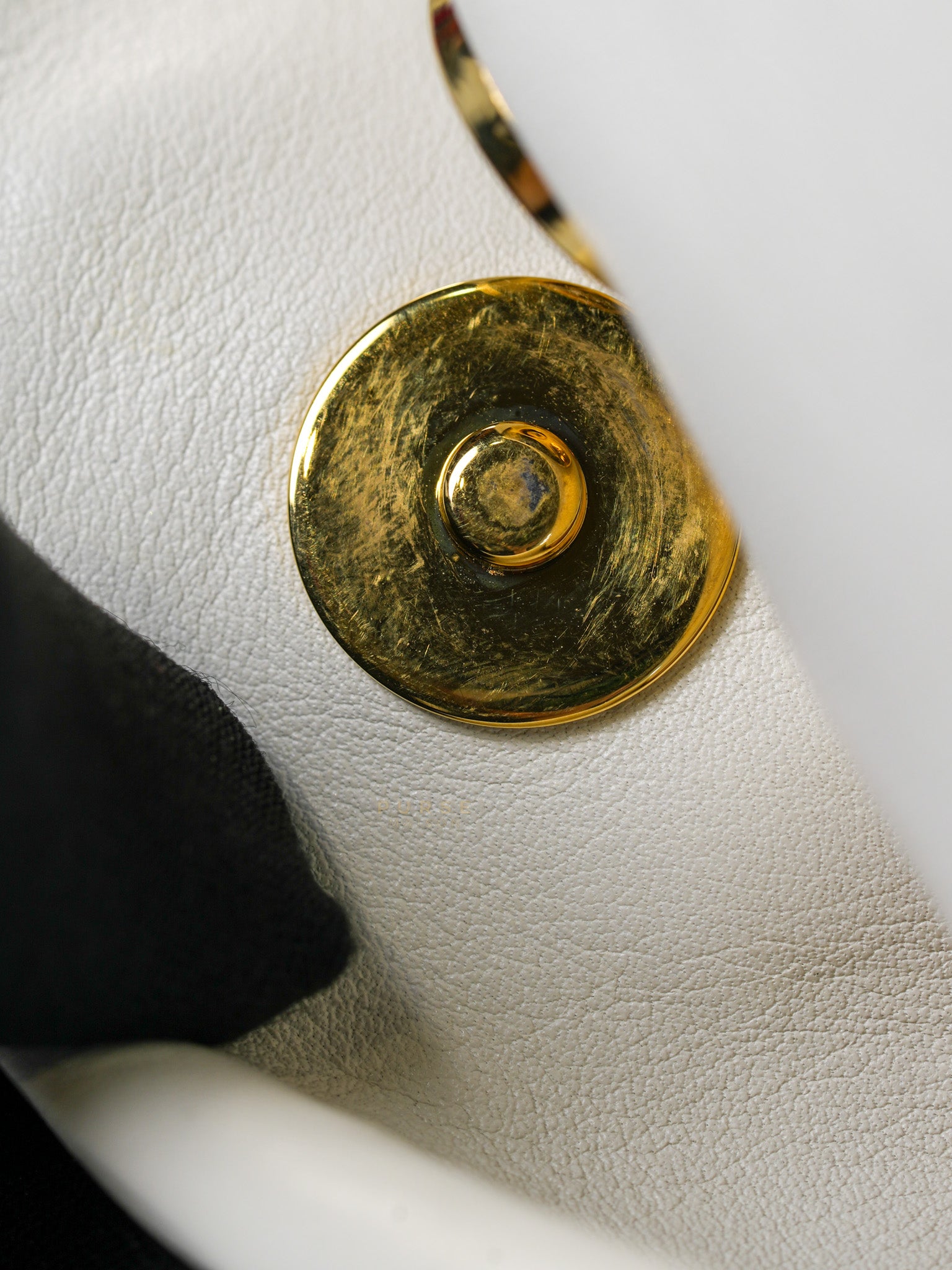 Rodeo Drive White Calfskin Leather and Shiny Gold Hardwaere Hobo Bag Series 12