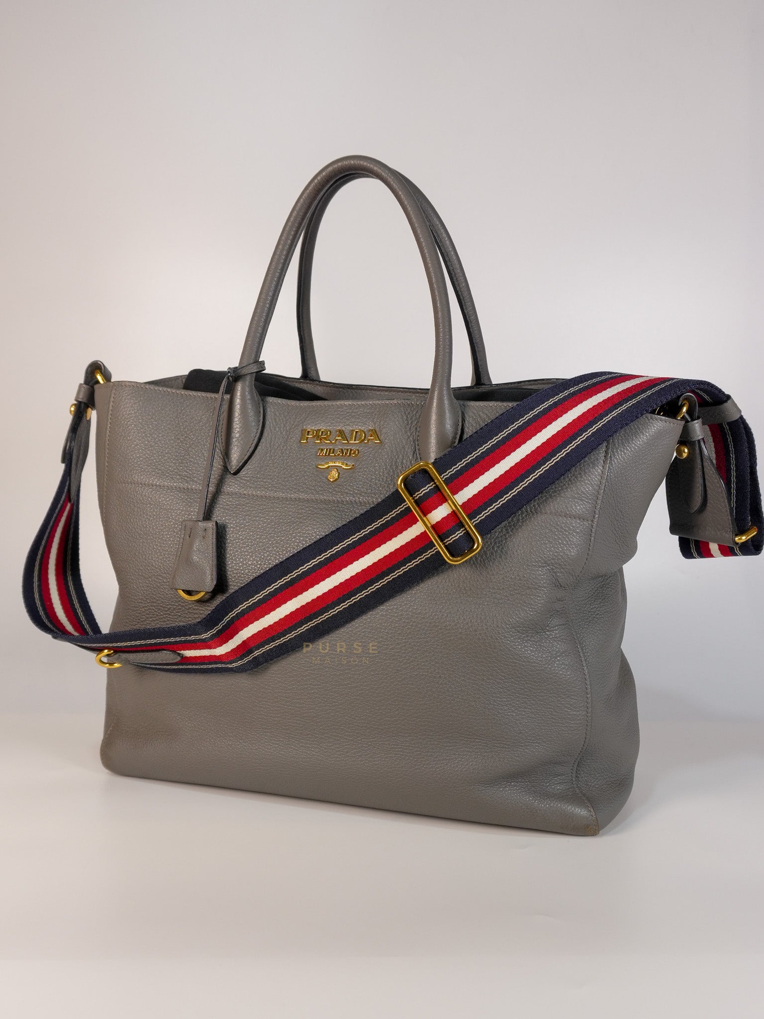 Vitello Daino Large Tote Bag in Clay Gray