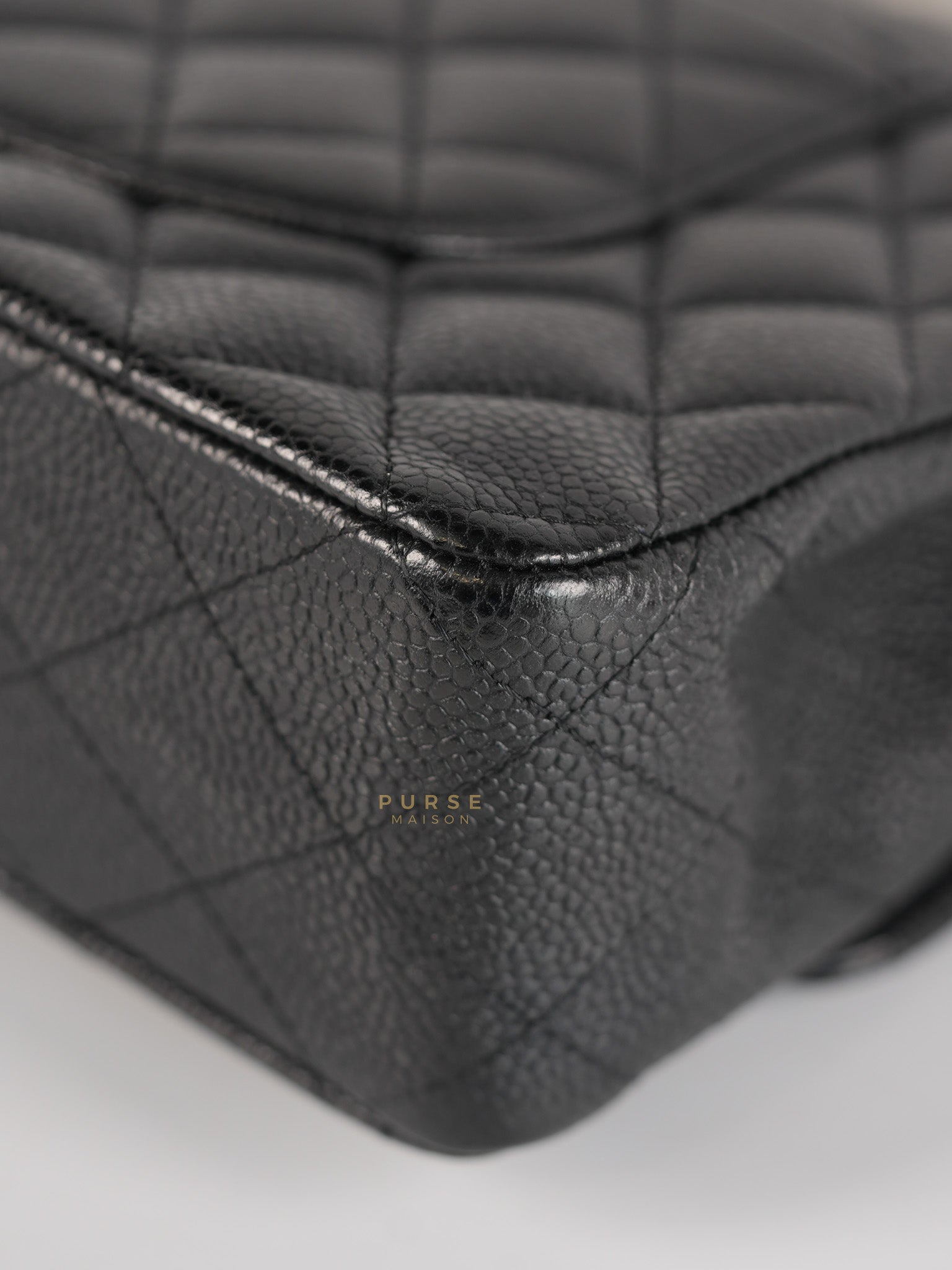 Classic Double Flap Medium in Black Quilted Caviar Leather and Gold Hardware Series 19