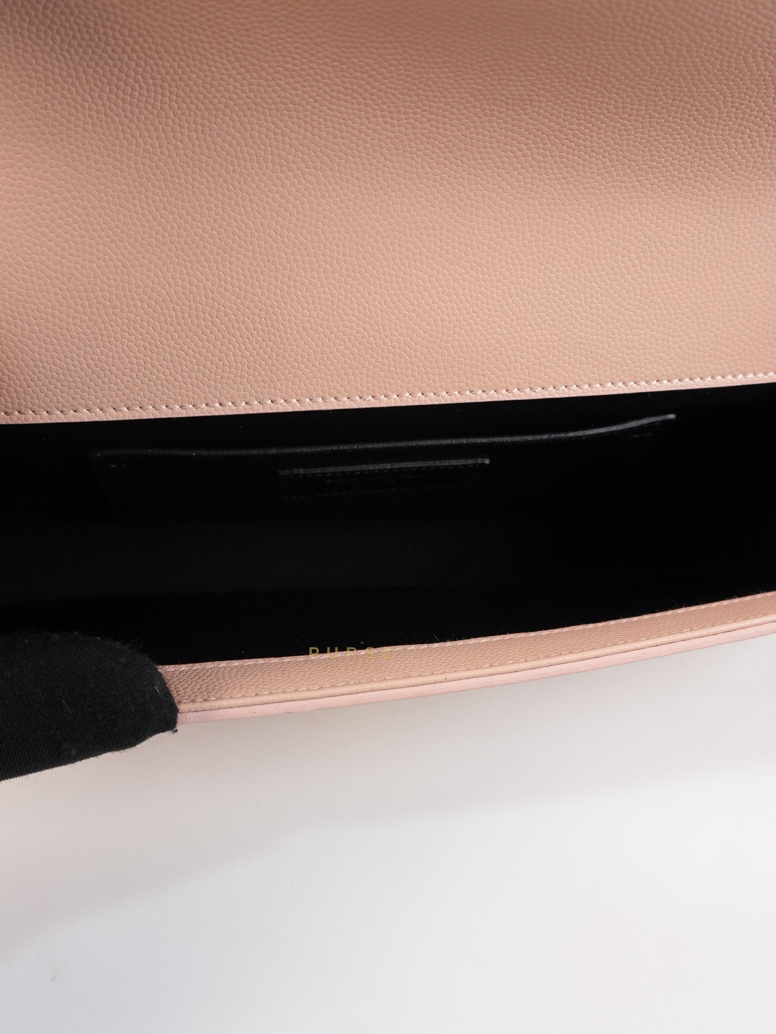 Cassandre Light Pink Grained Calfskin Leather Long Clutch