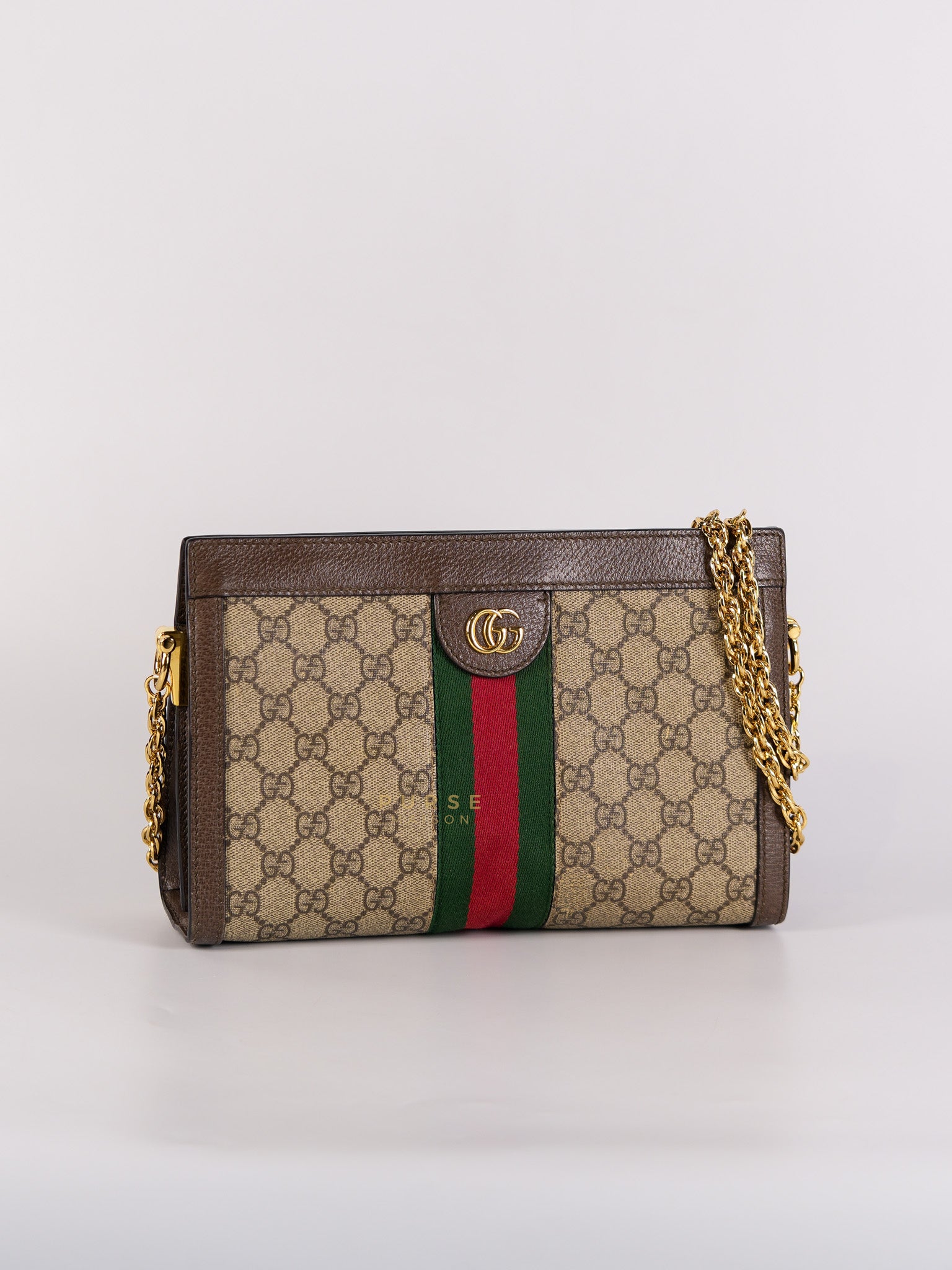 Ophidia Shoulder Bag Small in Brown Gold Hardware