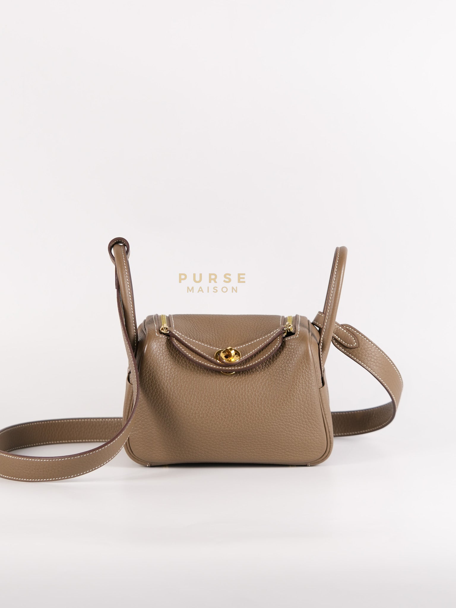 Mini Lindy 19 in Etoupe Clemence Leather & Gold Hardware Stamp U (2022)