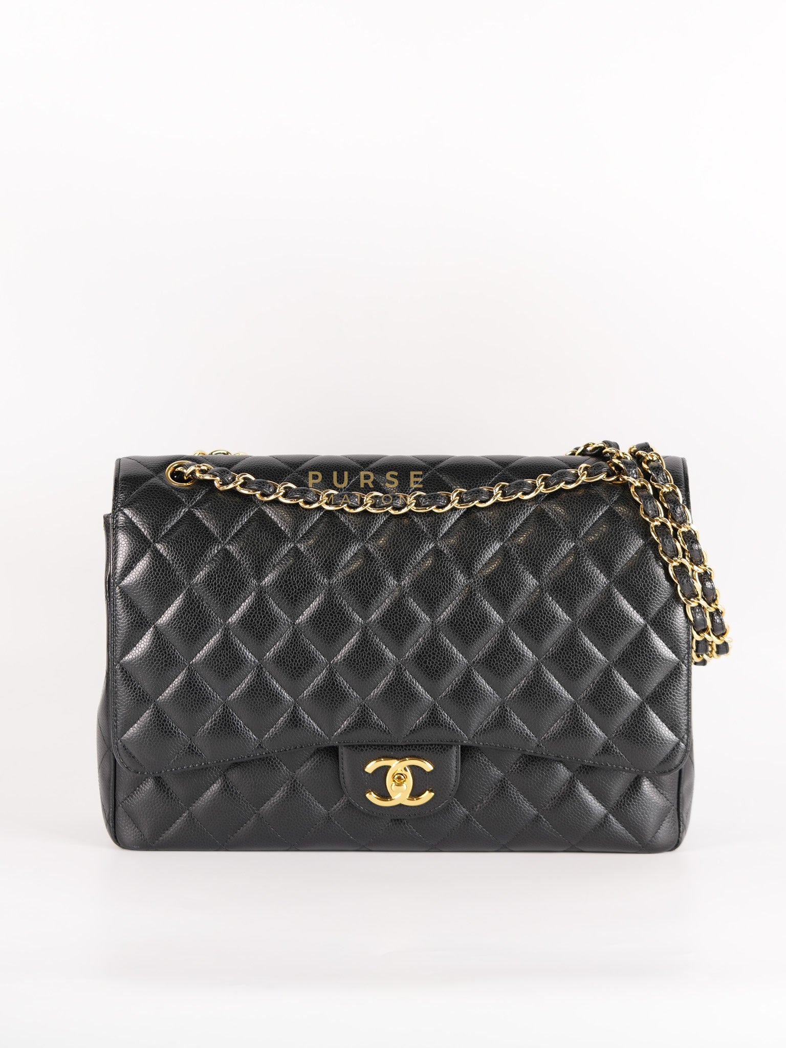 Classic Double Flap Maxi in Black Caviar Leather and Gold Hardware Series 19