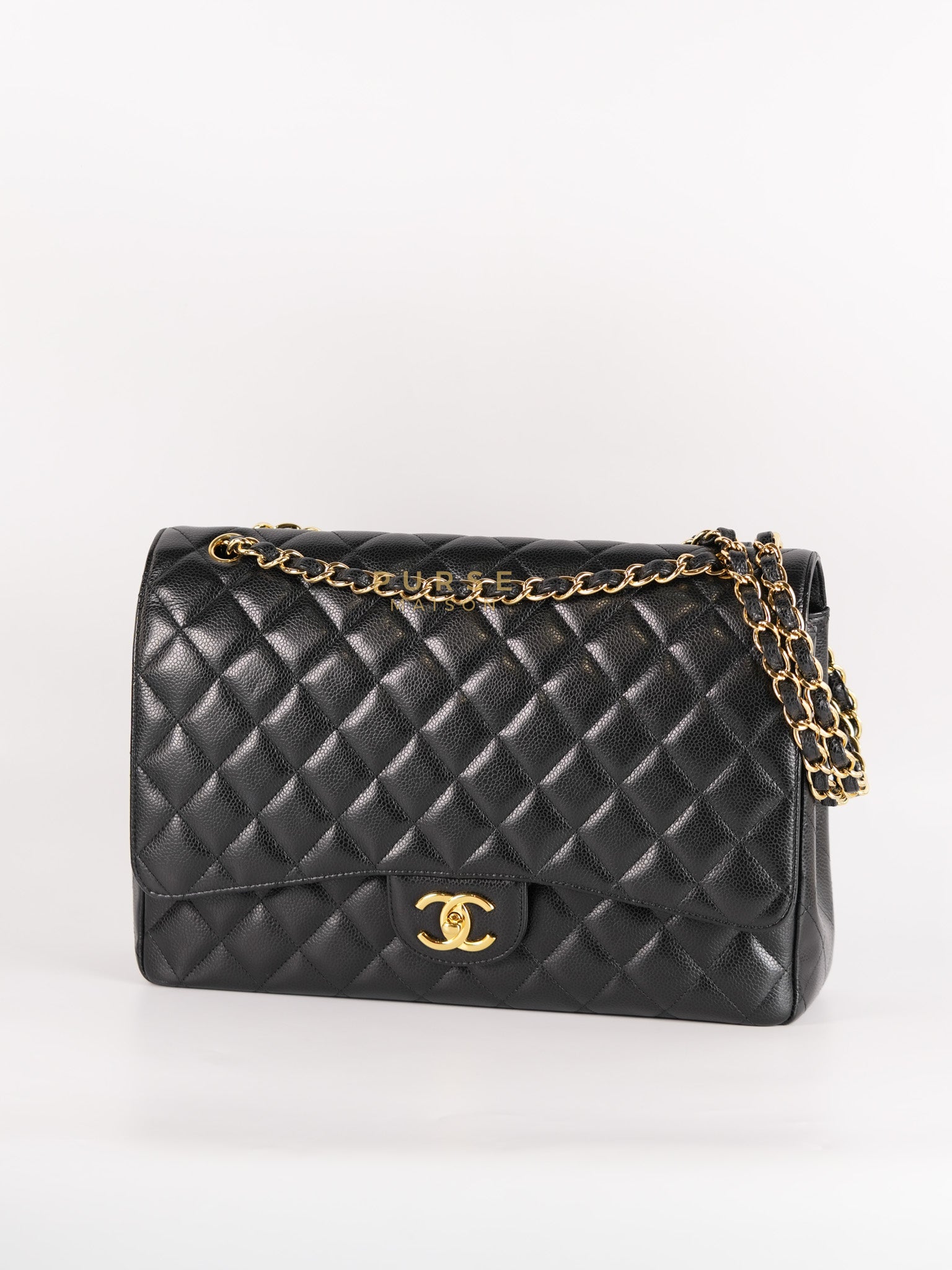 Classic Double Flap Maxi in Black Caviar Leather and Gold Hardware Series 19