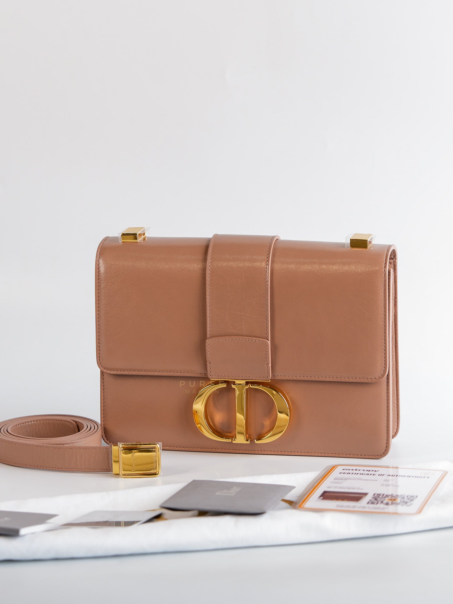 Dior 30 Montiage Flap in Beige Crinkled Leather