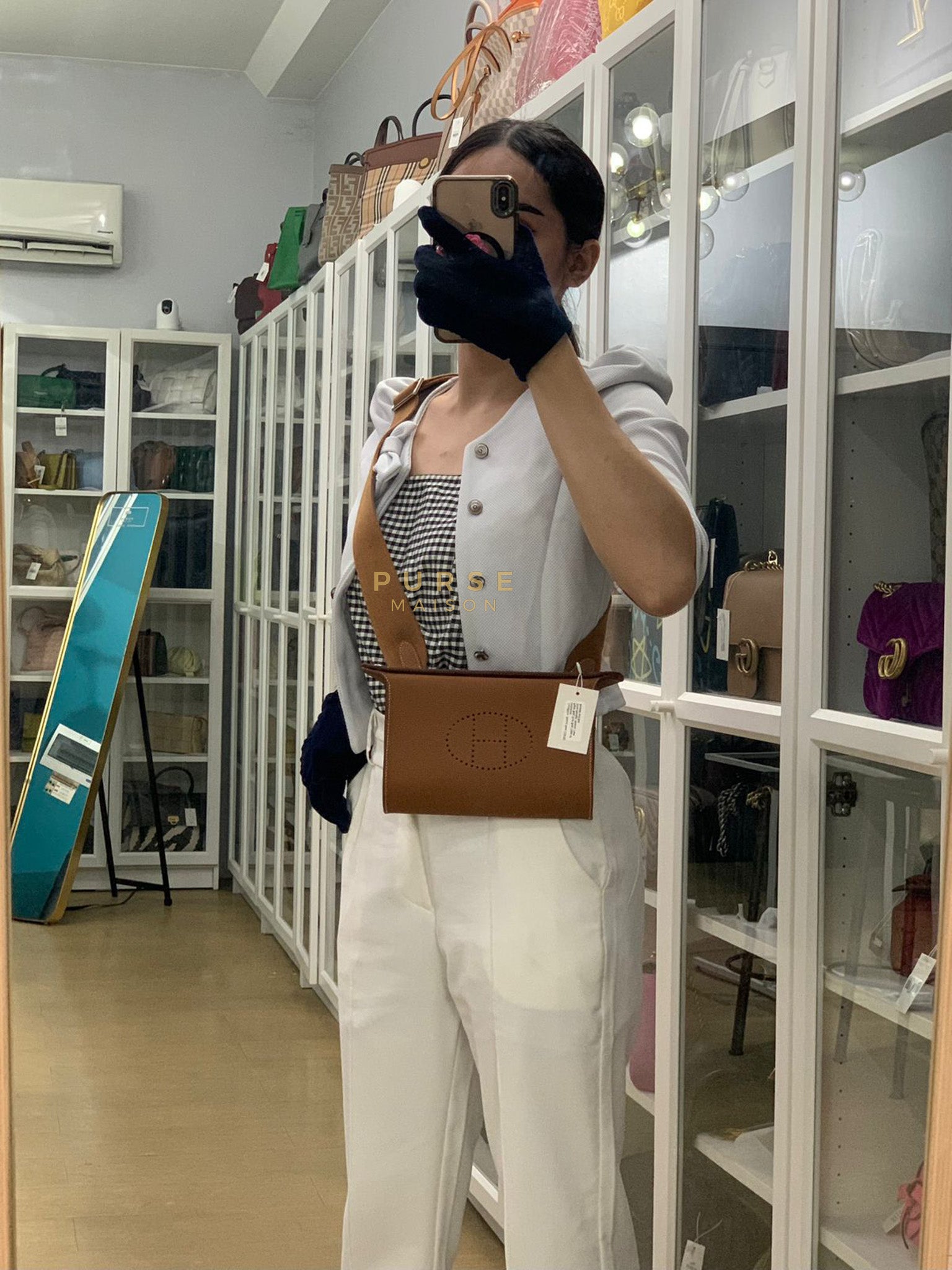 Videpoches Bag in Gold Togo Leather & Palladium Hardware Stamp W (2024) | Purse Maison Luxury Bags Shop