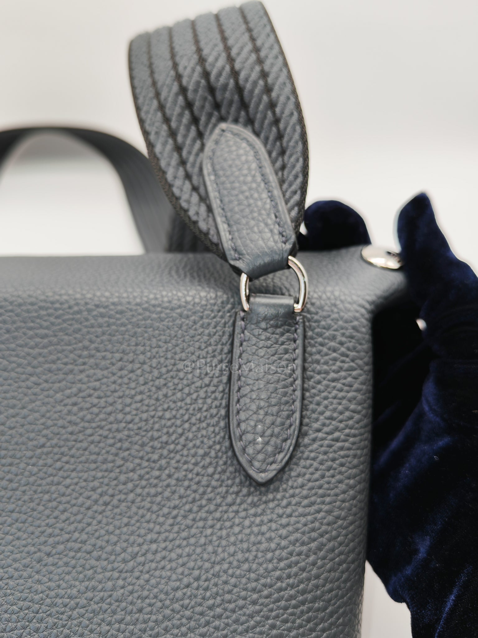 Videopoches in Gris Misty Togo Leather Sangle Cordage and Palladium Hardware Stamp K (2025) | Purse Maison Luxury Bags Shop