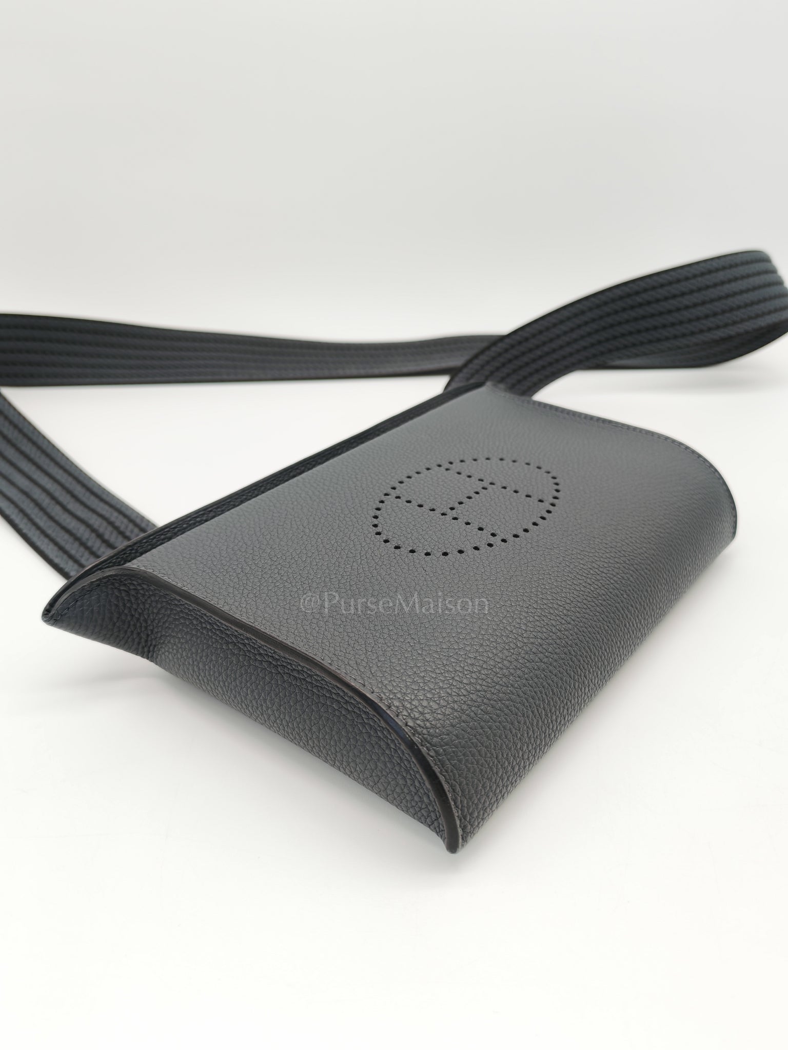 Videopoches in Gris Misty Togo Leather Sangle Cordage and Palladium Hardware Stamp K (2025) | Purse Maison Luxury Bags Shop