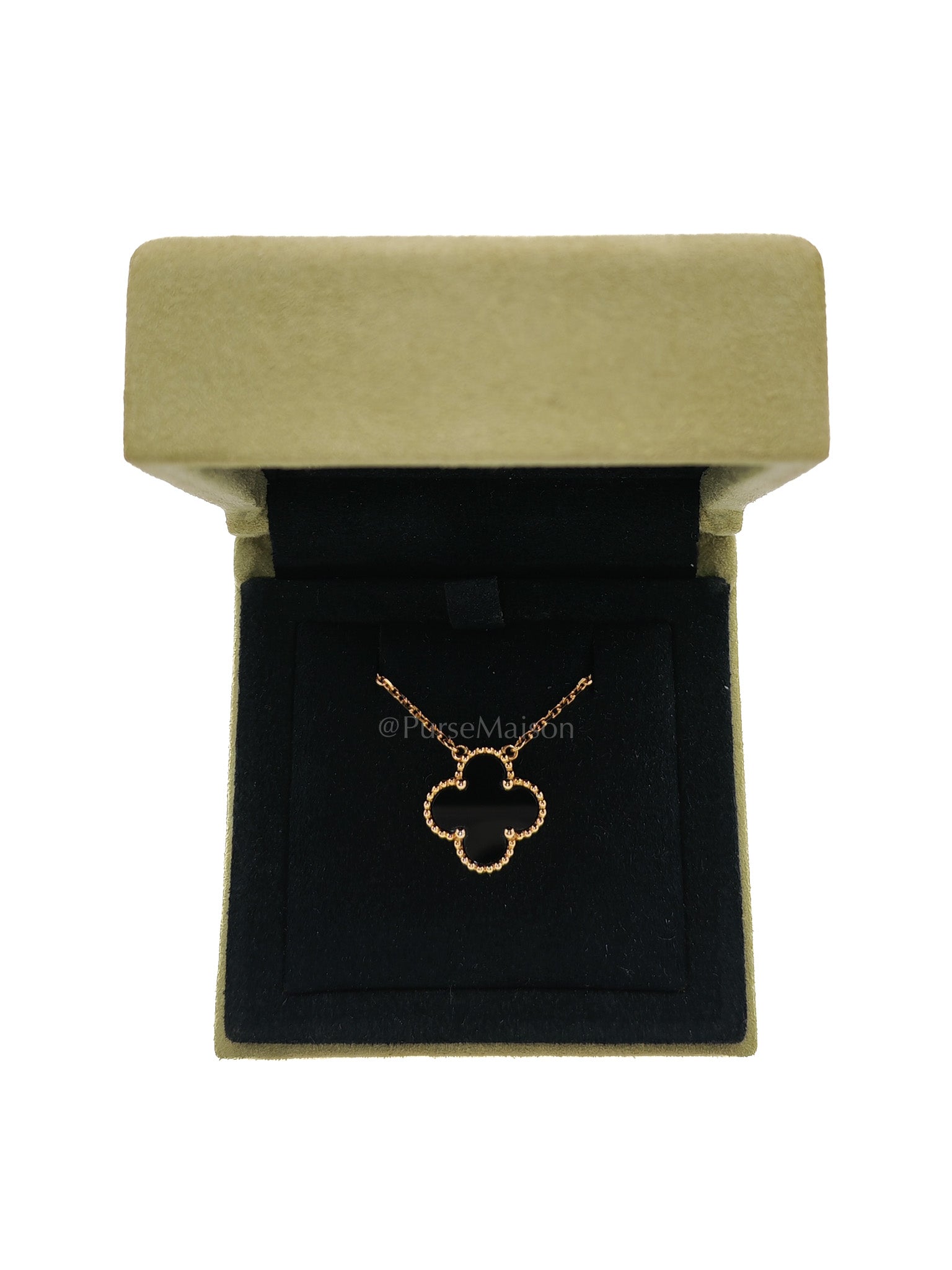 Vintage Alhambra in Onyx Pendant Yellow Gold Necklace Year 2021 | Purse Maison Luxury Bags Shop