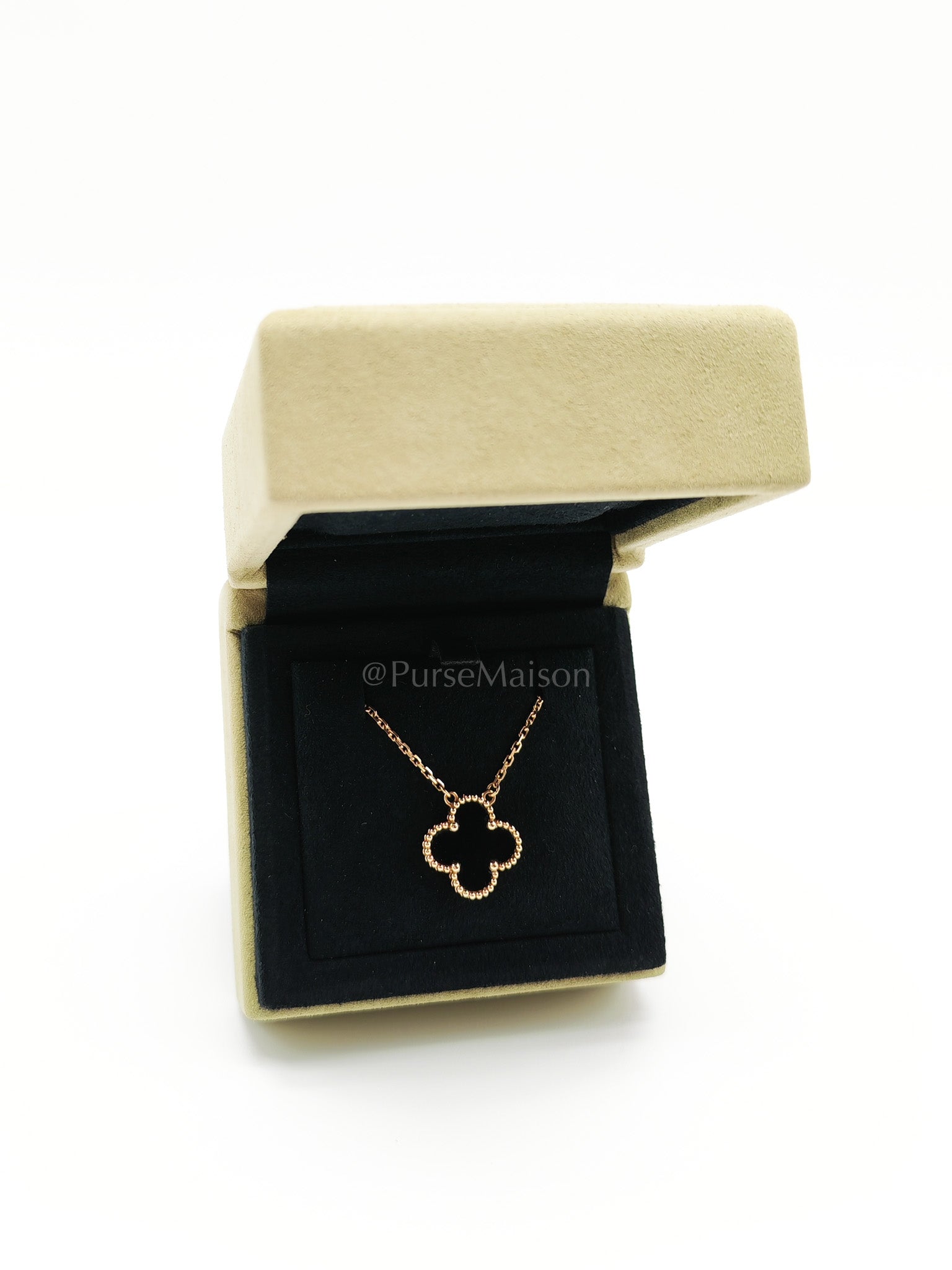 Vintage Alhambra Yellow Gold Onyx Necklace Year 2025 | Purse Maison Luxury Bags Shop