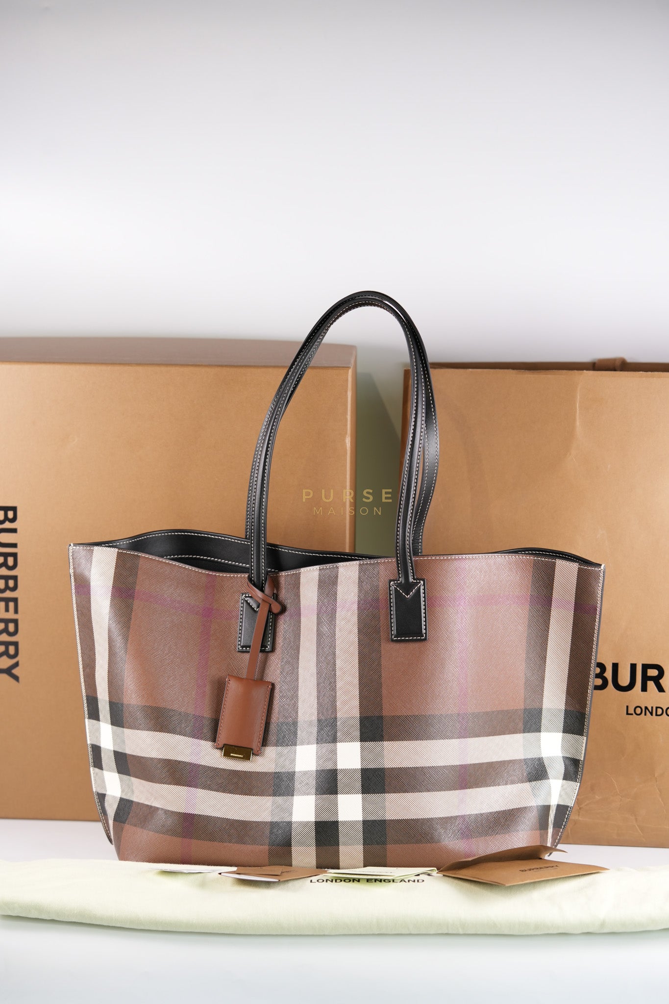Vintage Check Tote Medium in Dark Birch Brown | Purse Maison Luxury Bags Shop