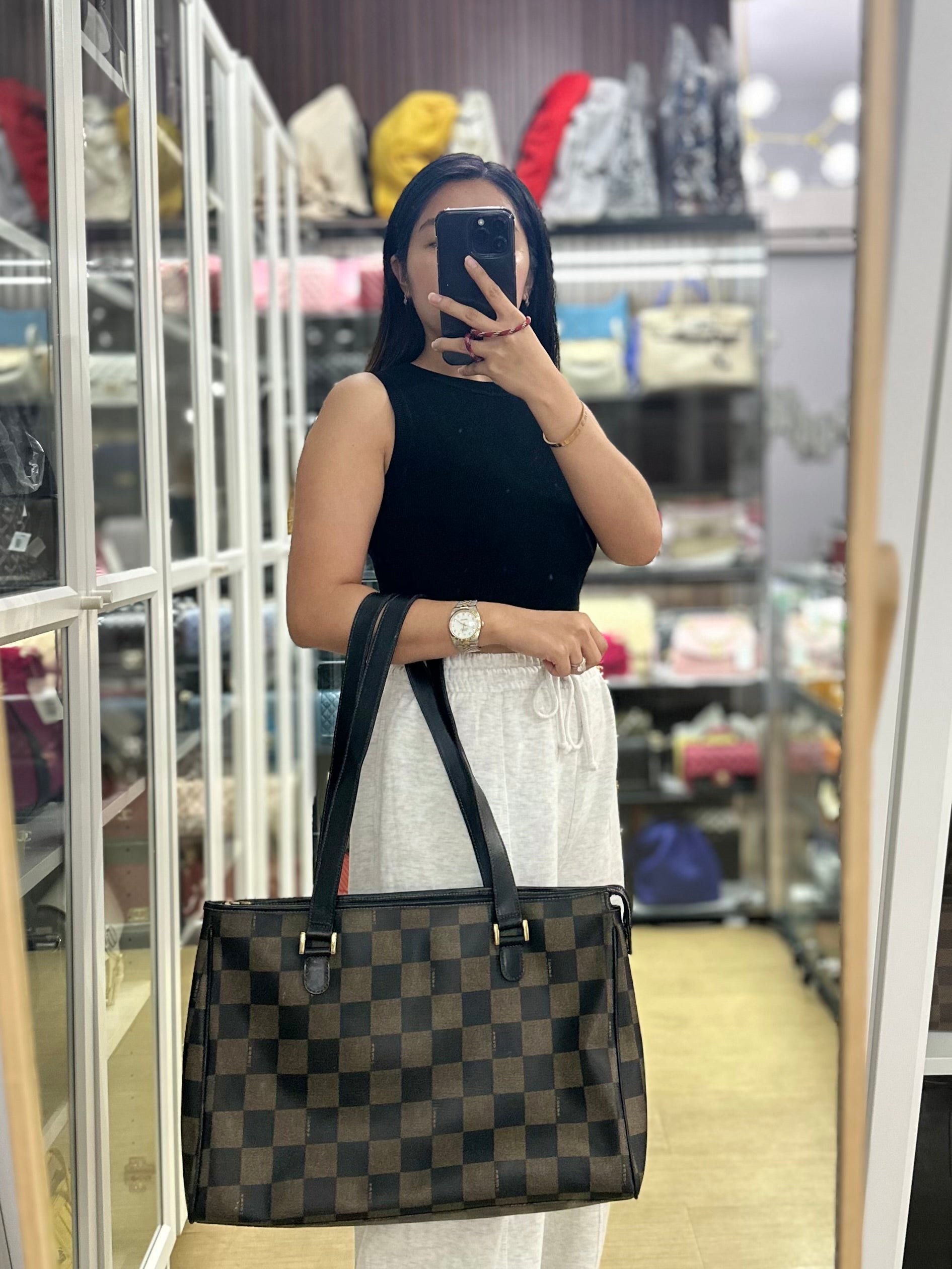 Vintage Checkerboard Large Tote Bag | Purse Maison Luxury Bags Shop