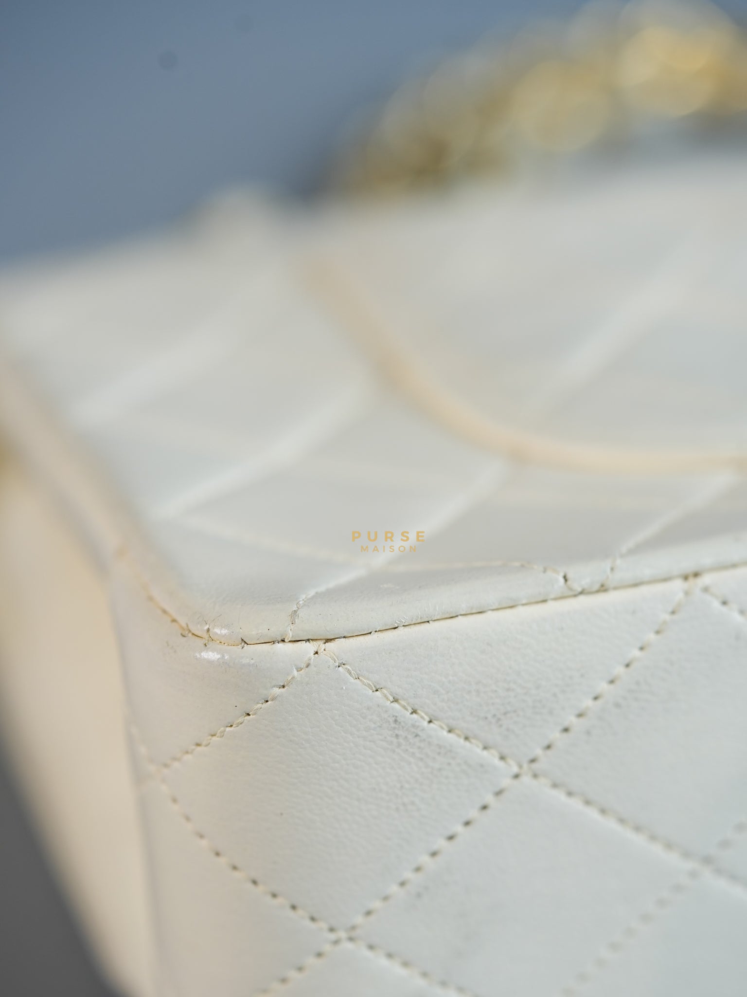 Vintage Classic Double Flap in Medium White Lambskin Leather & 24 karat Gold Hardware Series 0 | Purse Maison Luxury Bags Shop