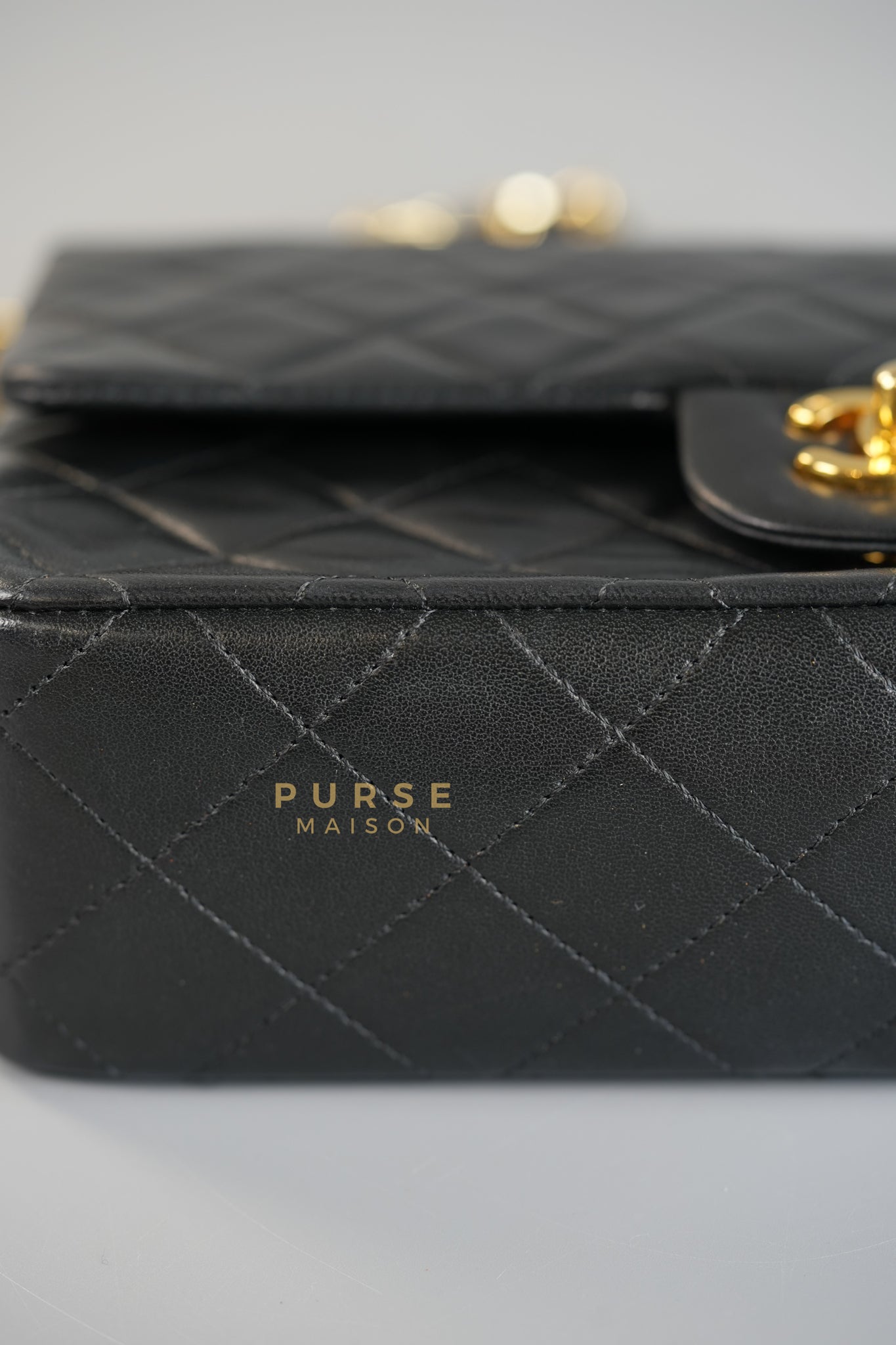 Vintage Classic Double Flap in Small Black Lambskin Leather & 24 karat Gold Hardware Series 1 | Purse Maison Luxury Bags Shop