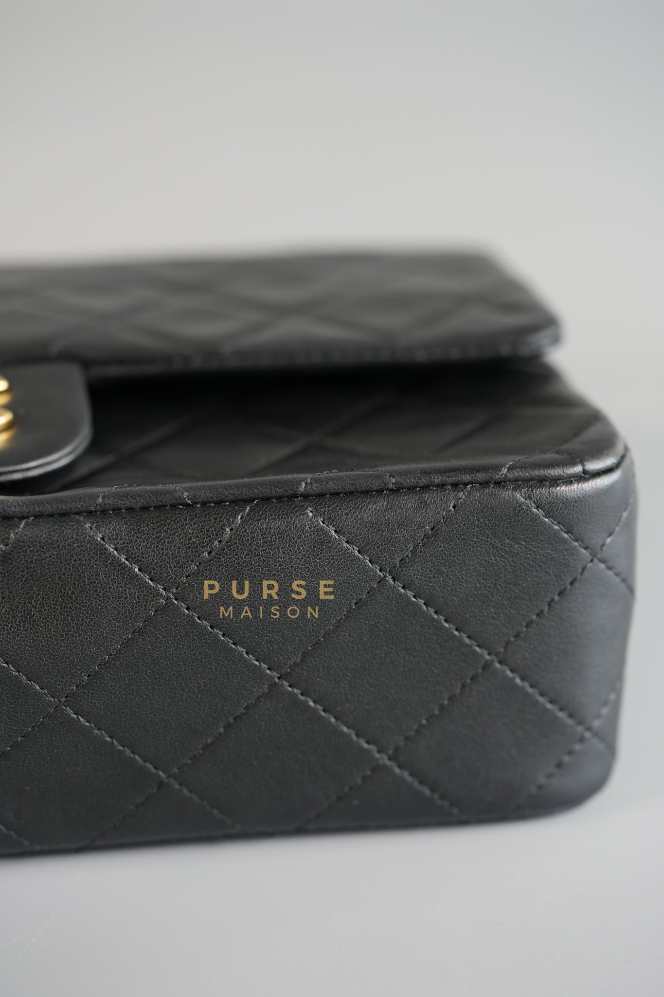 Vintage Classic Double Flap in Small Black Lambskin Leather & 24 karat Gold Hardware Series 1 | Purse Maison Luxury Bags Shop