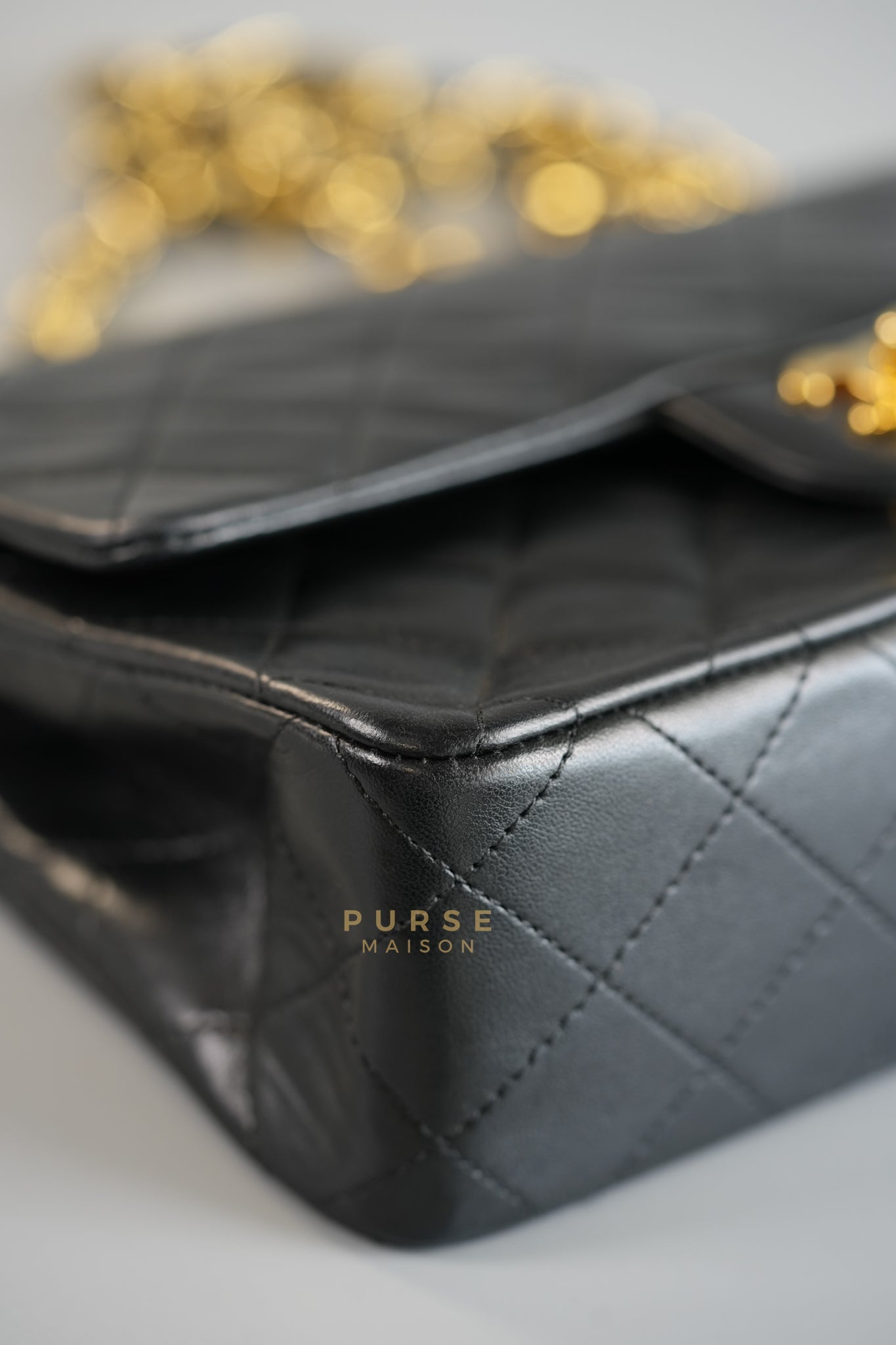 Vintage Classic Double Flap in Small Black Lambskin Leather & 24 karat Gold Hardware Series 1 | Purse Maison Luxury Bags Shop