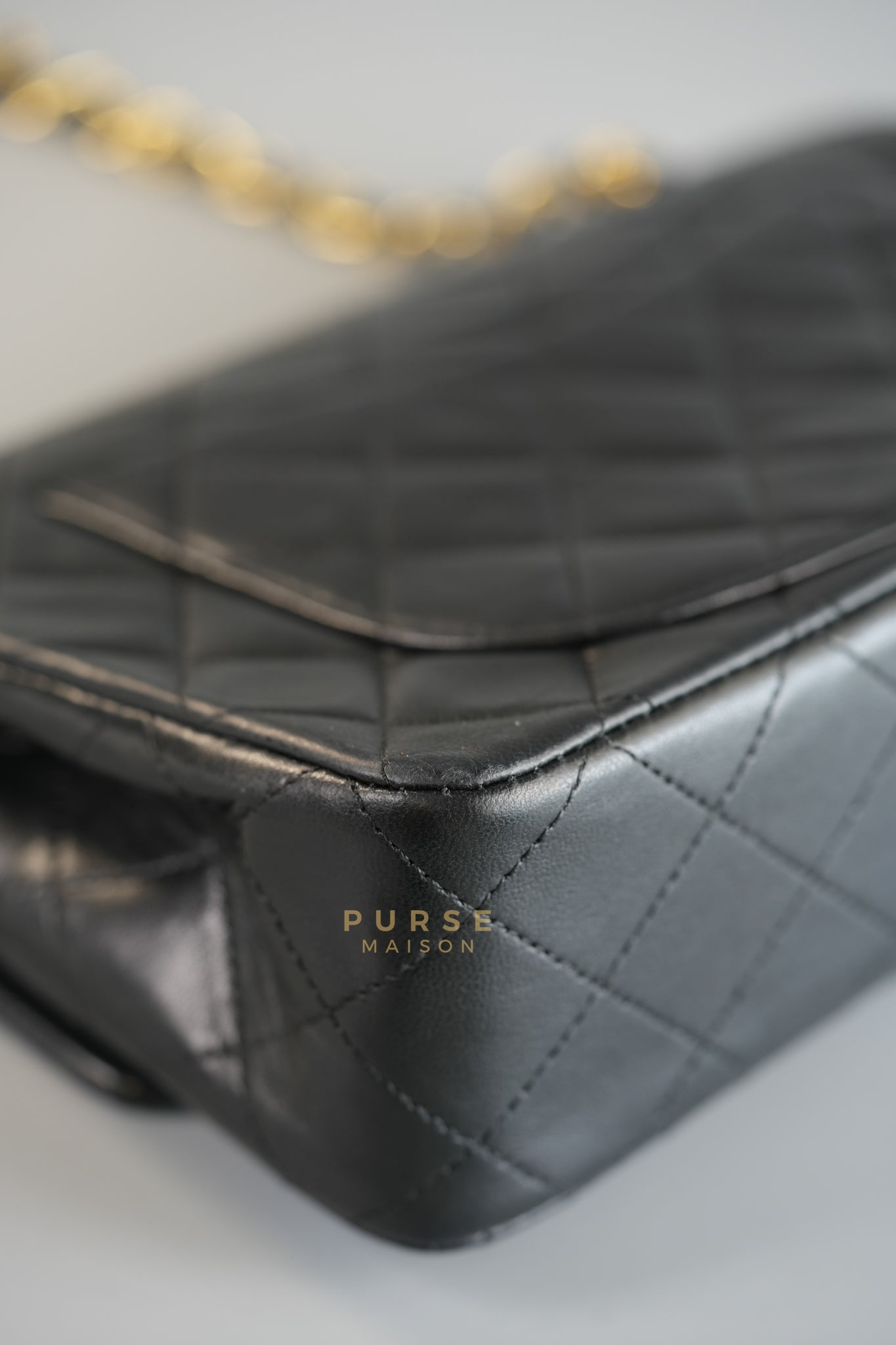 Vintage Classic Double Flap in Small Black Lambskin Leather & 24 karat Gold Hardware Series 1 | Purse Maison Luxury Bags Shop