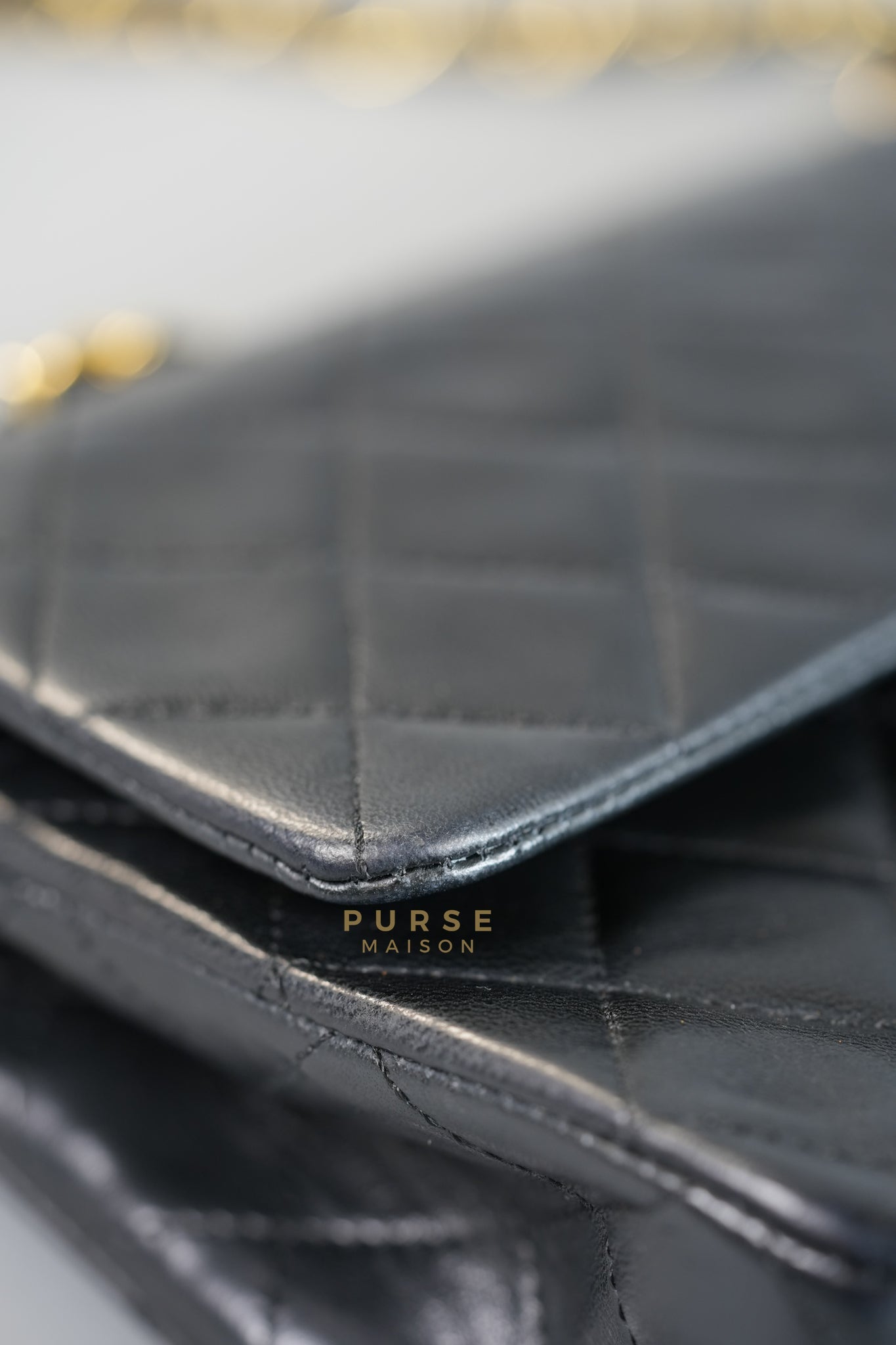 Vintage Classic Double Flap in Small Black Lambskin Leather & 24 karat Gold Hardware Series 1 | Purse Maison Luxury Bags Shop