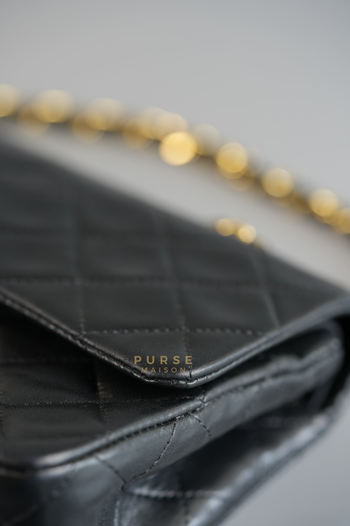 Vintage Classic Double Flap in Small Black Lambskin Leather & 24 karat Gold Hardware Series 1 | Purse Maison Luxury Bags Shop