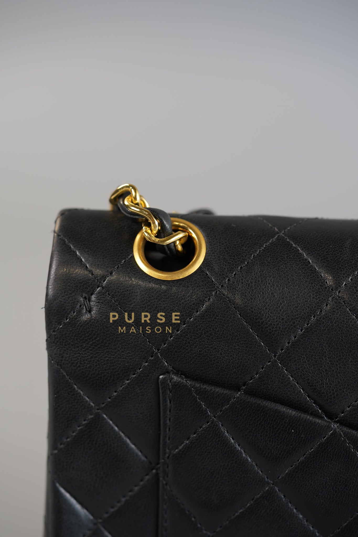 Vintage Classic Double Flap in Small Black Lambskin Leather & 24 karat Gold Hardware Series 1 | Purse Maison Luxury Bags Shop