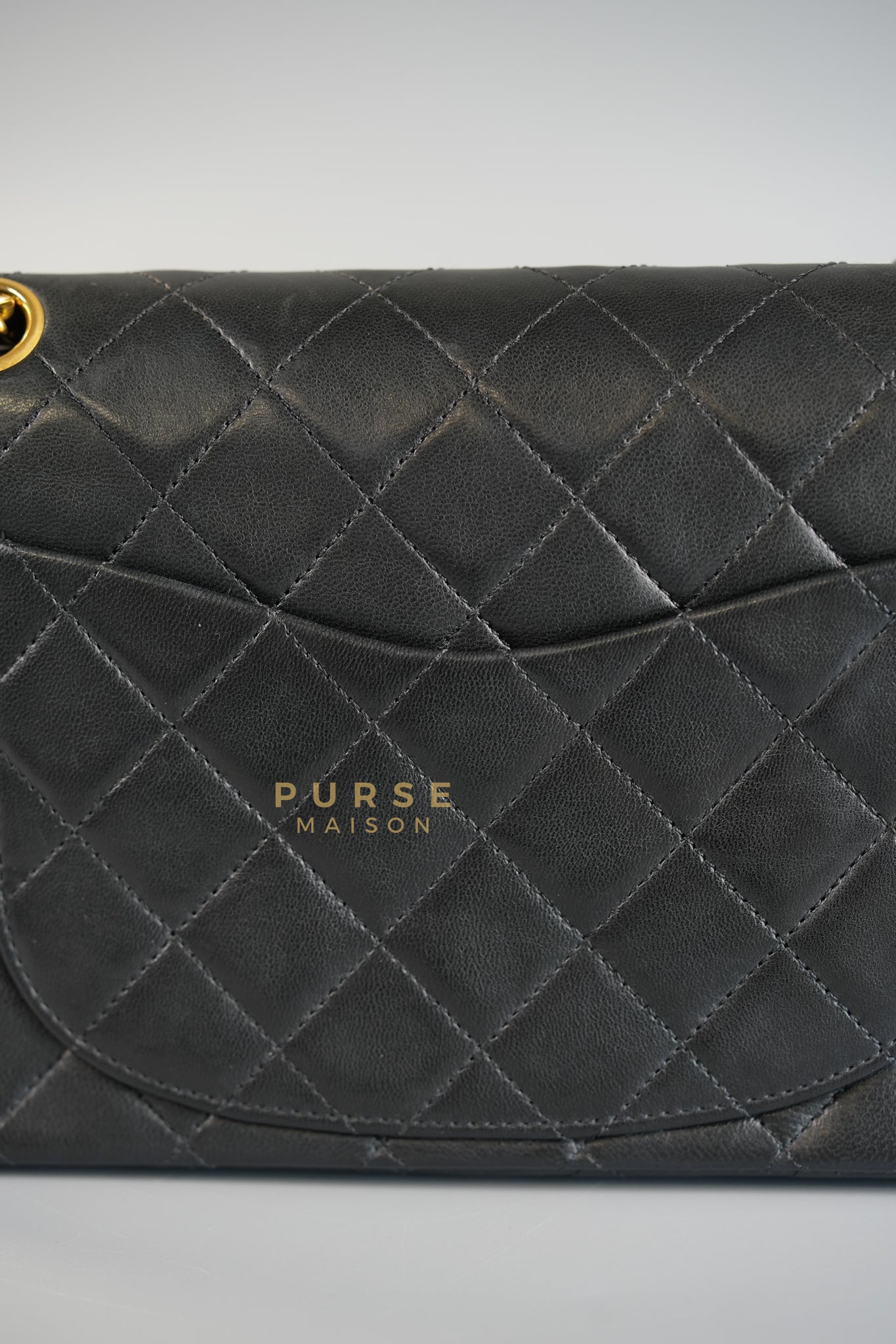 Vintage Classic Double Flap in Small Black Lambskin Leather & 24 karat Gold Hardware Series 1 | Purse Maison Luxury Bags Shop