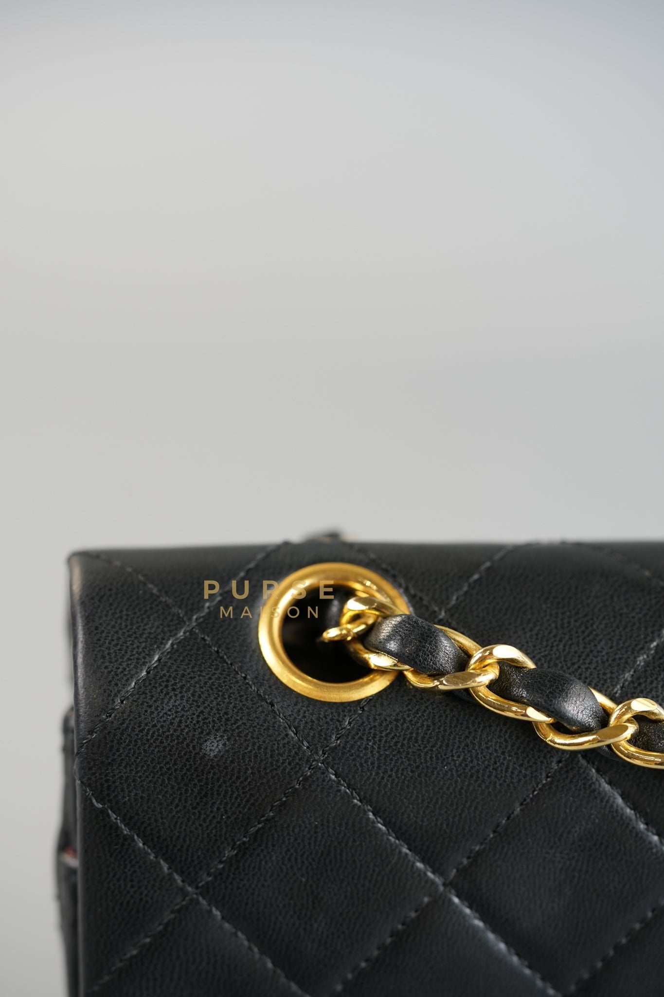 Vintage Classic Double Flap in Small Black Lambskin Leather & 24 karat Gold Hardware Series 1 | Purse Maison Luxury Bags Shop