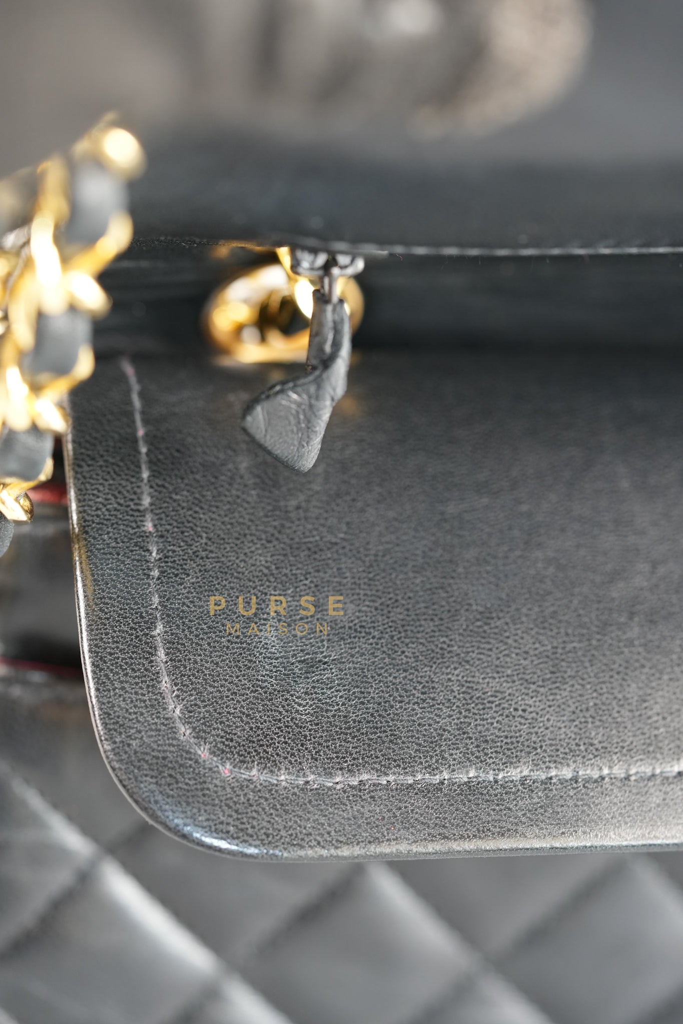 Vintage Classic Double Flap in Small Black Lambskin Leather & 24 karat Gold Hardware Series 1 | Purse Maison Luxury Bags Shop