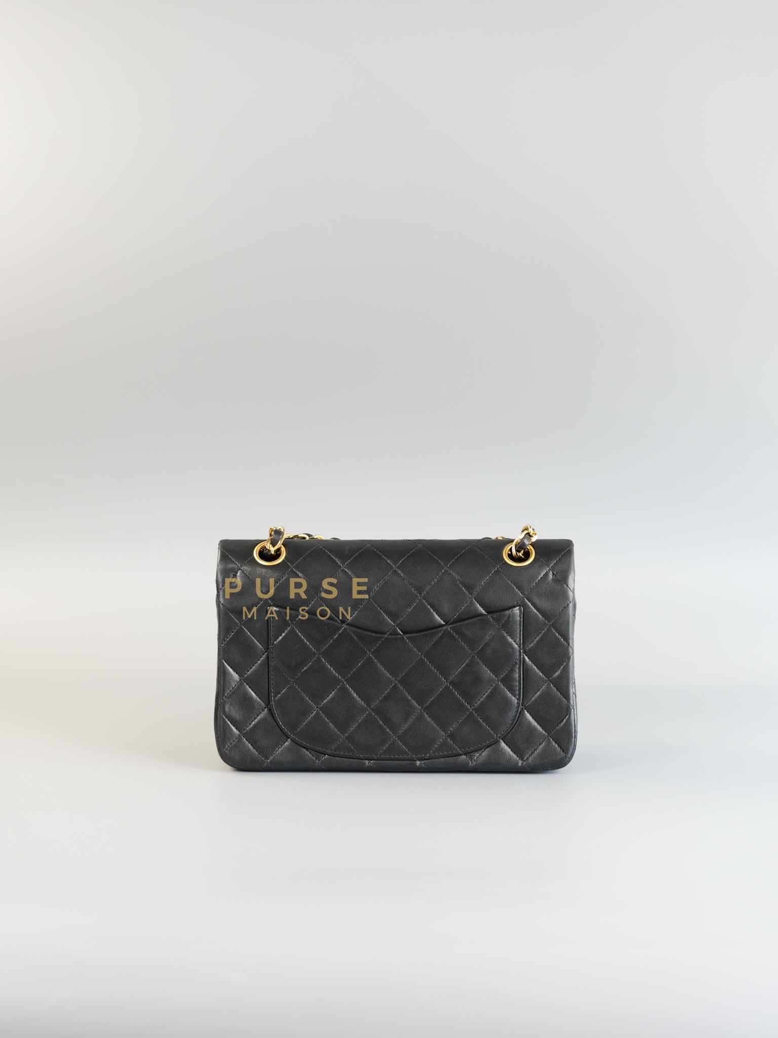 Vintage Classic Double Flap in Small Black Lambskin Leather & 24 karat Gold Hardware Series 1 | Purse Maison Luxury Bags Shop