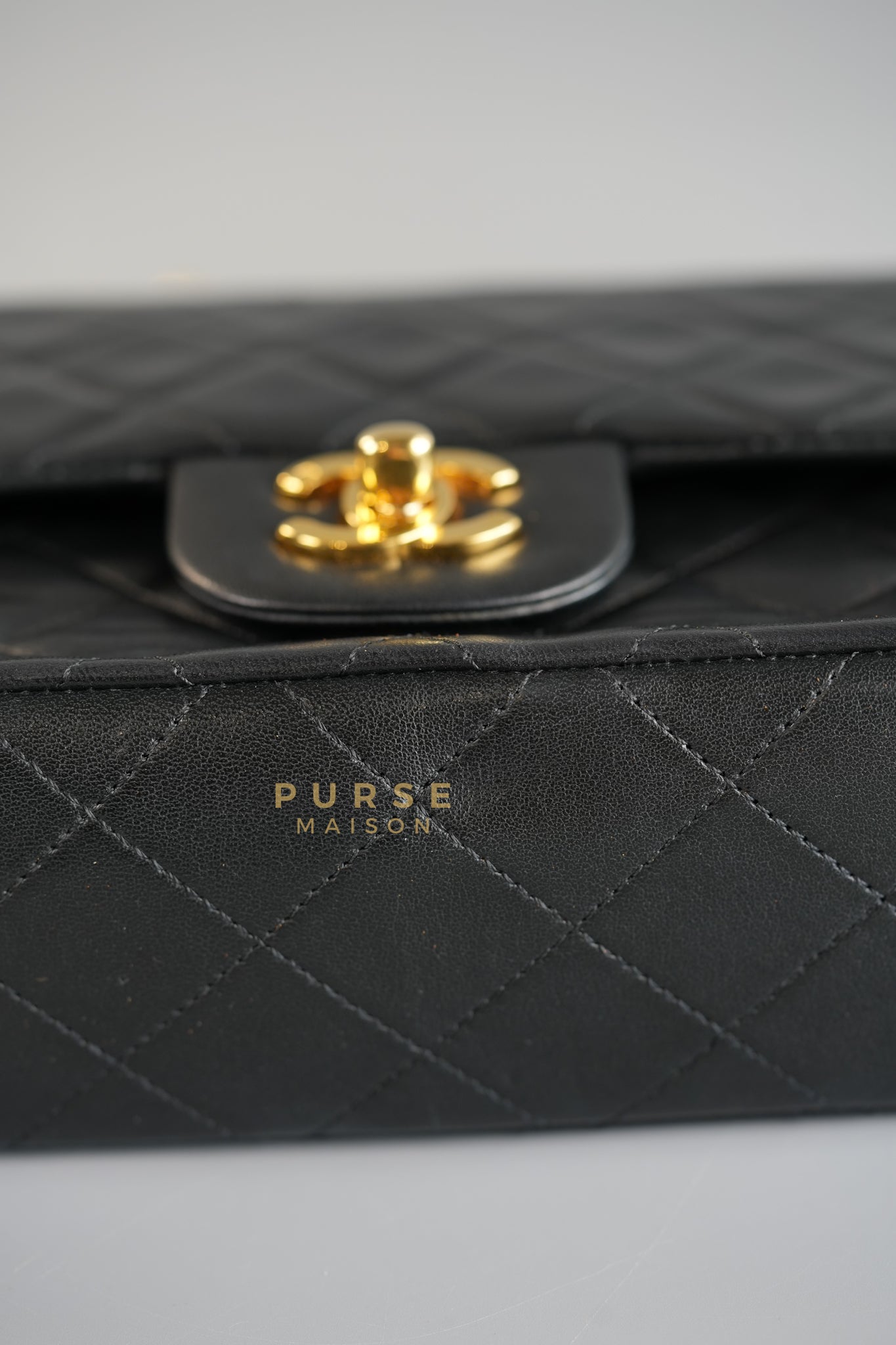 Vintage Classic Double Flap in Small Black Lambskin Leather & 24 karat Gold Hardware Series 1 | Purse Maison Luxury Bags Shop